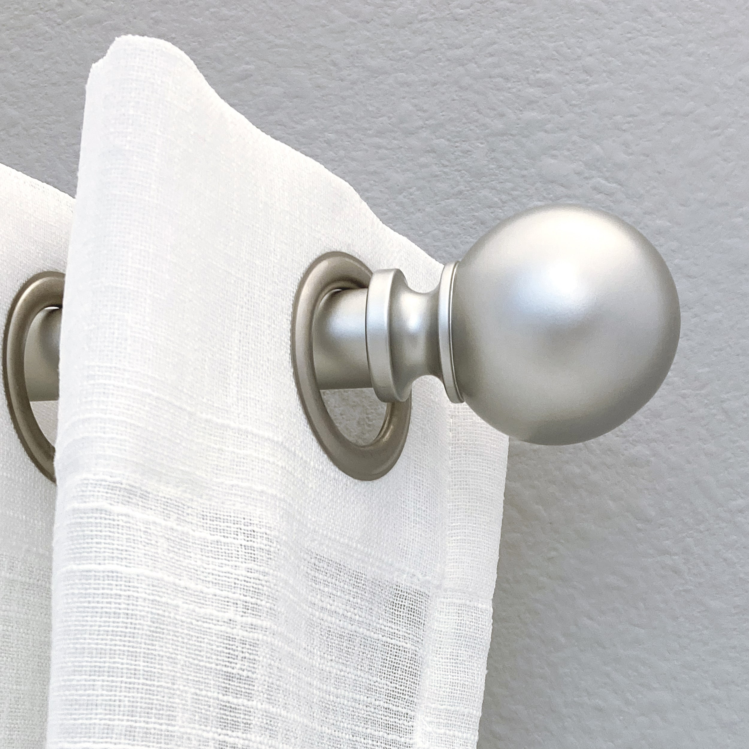 Adjustable Nickel Curtain Rod with Finial 36-72 Inches