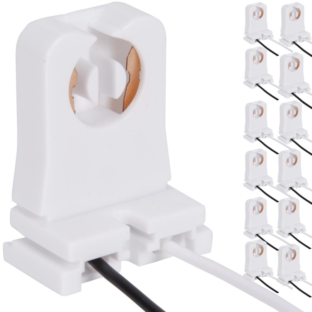Aoibox  12 Pack Non Shunted Turn Type T8 T12 Tombstone Lamp Holder Sockets with 10 in Prewired Leads for Tube