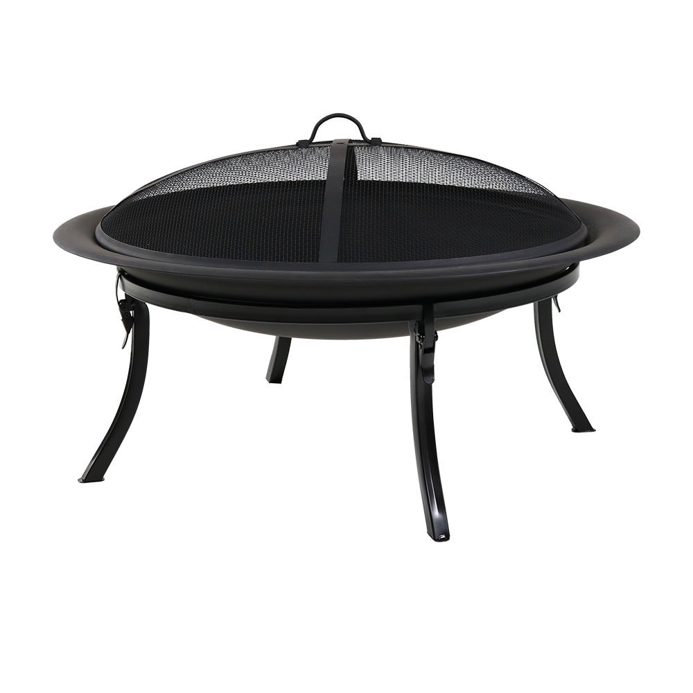 Sunnydaze Decor 29-in W Black Steel Wood-Burning Fire Pit in the