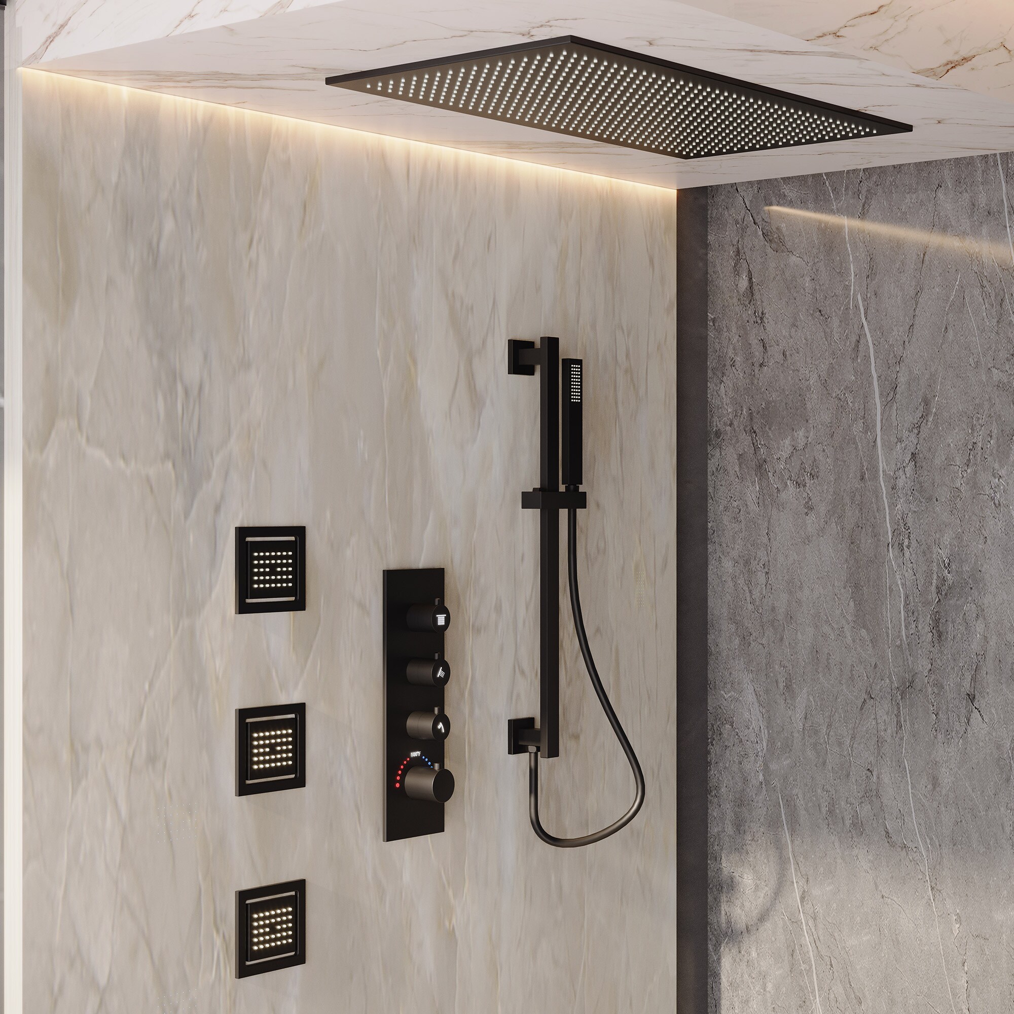 CASAINC CA-A4382-MB Showerhead-Bar-Panels - View #2