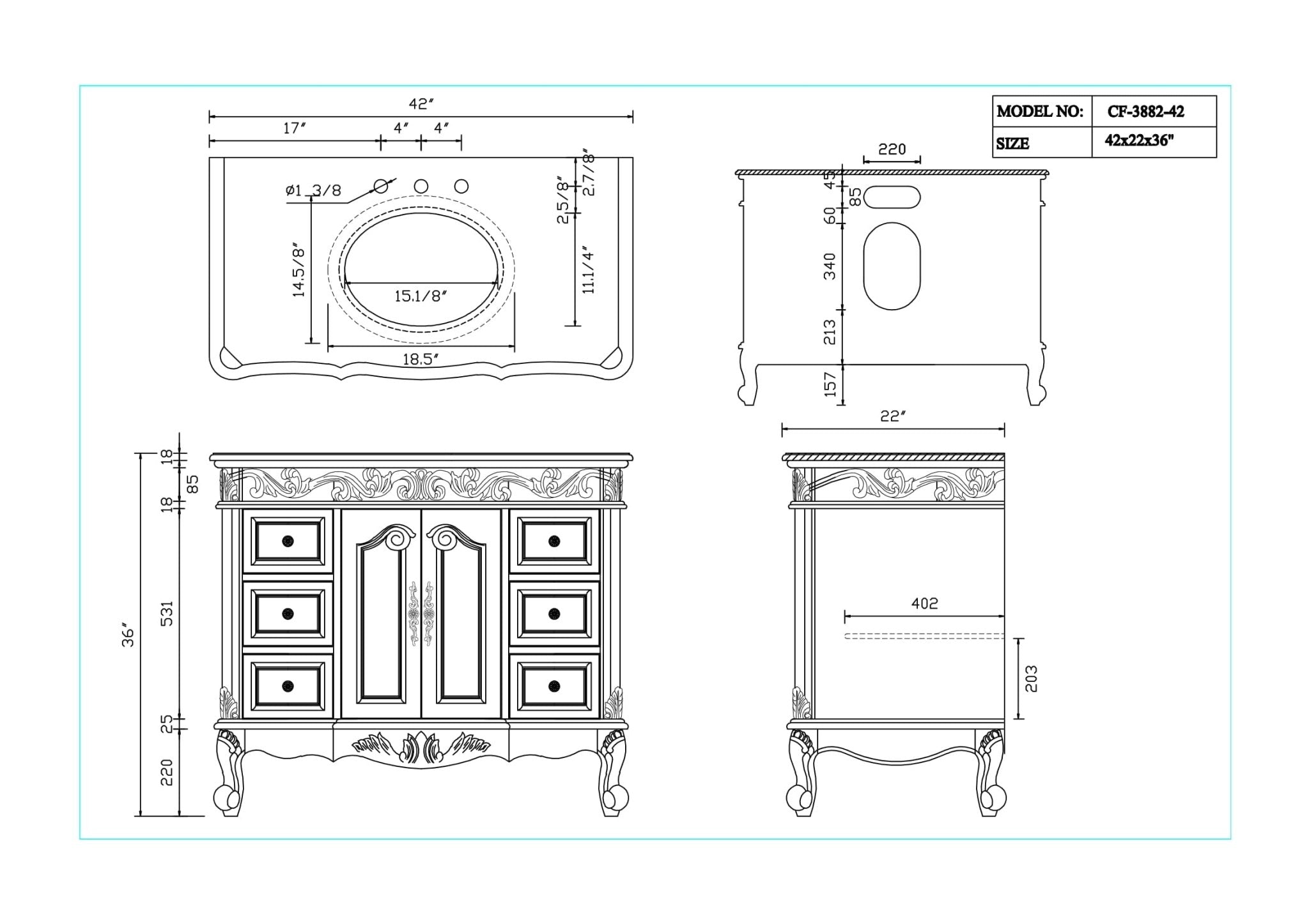 Benton Collection SW-3882W-AW-42 Bath-Vanity-Combo - View #6