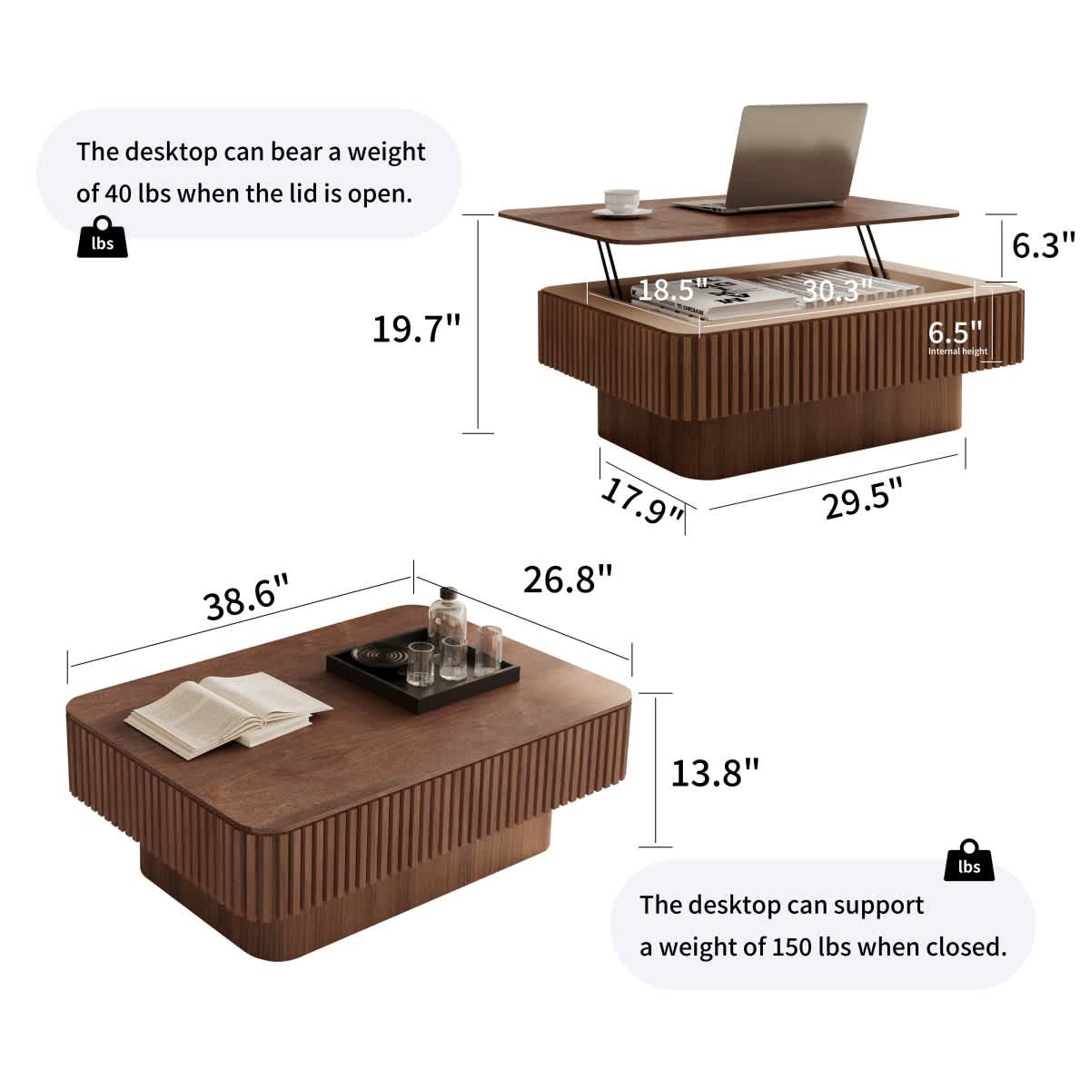 Maison Boucle FS-38COF-WALNUT-L Coffee-Tables - View #3