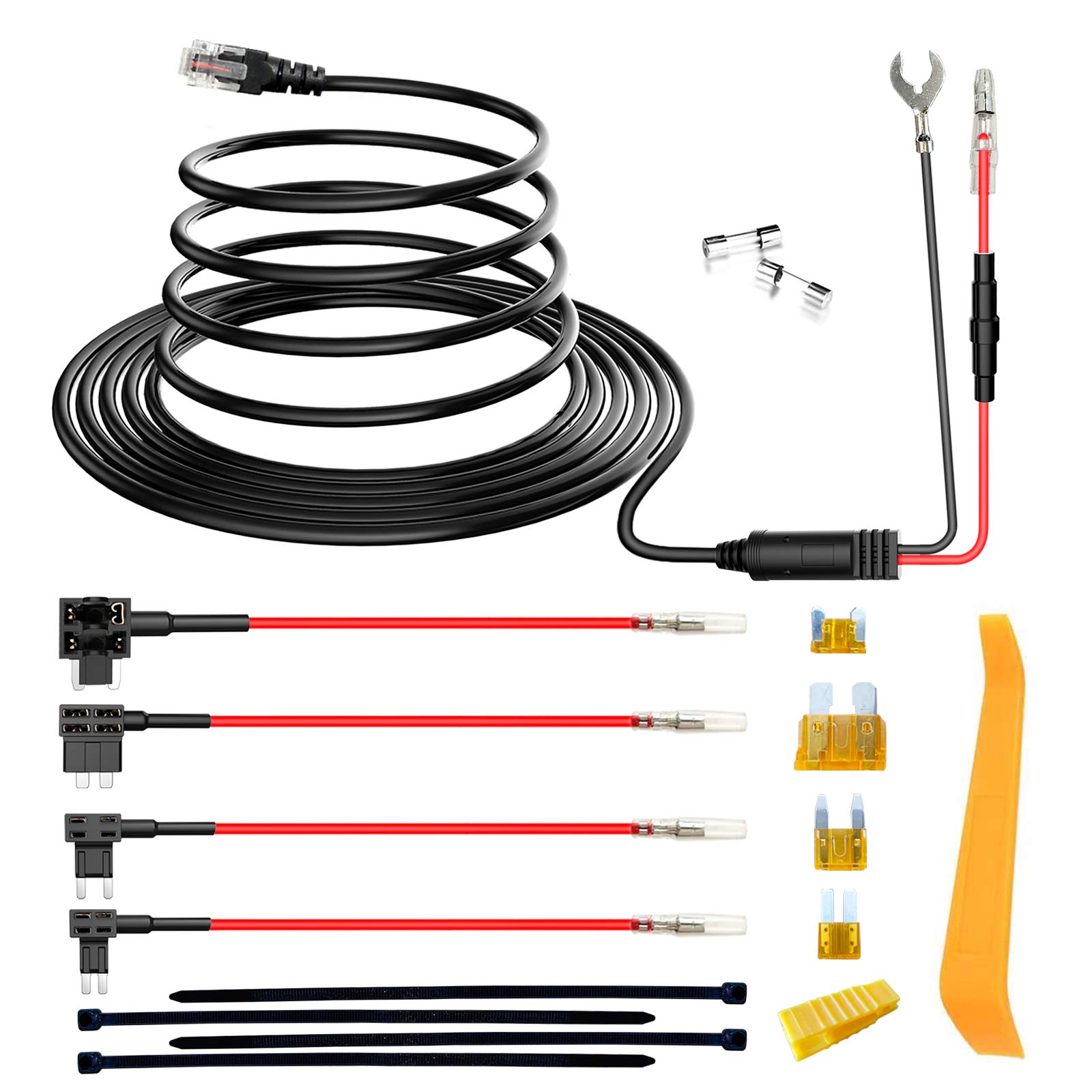 Anqtovp  Radar Detector Hardwire Kit Direct Wire Wiring Kit for Escort Valentine One Uniden Beltronics Cobra Radar Detector with 13FT RJ11 Power
