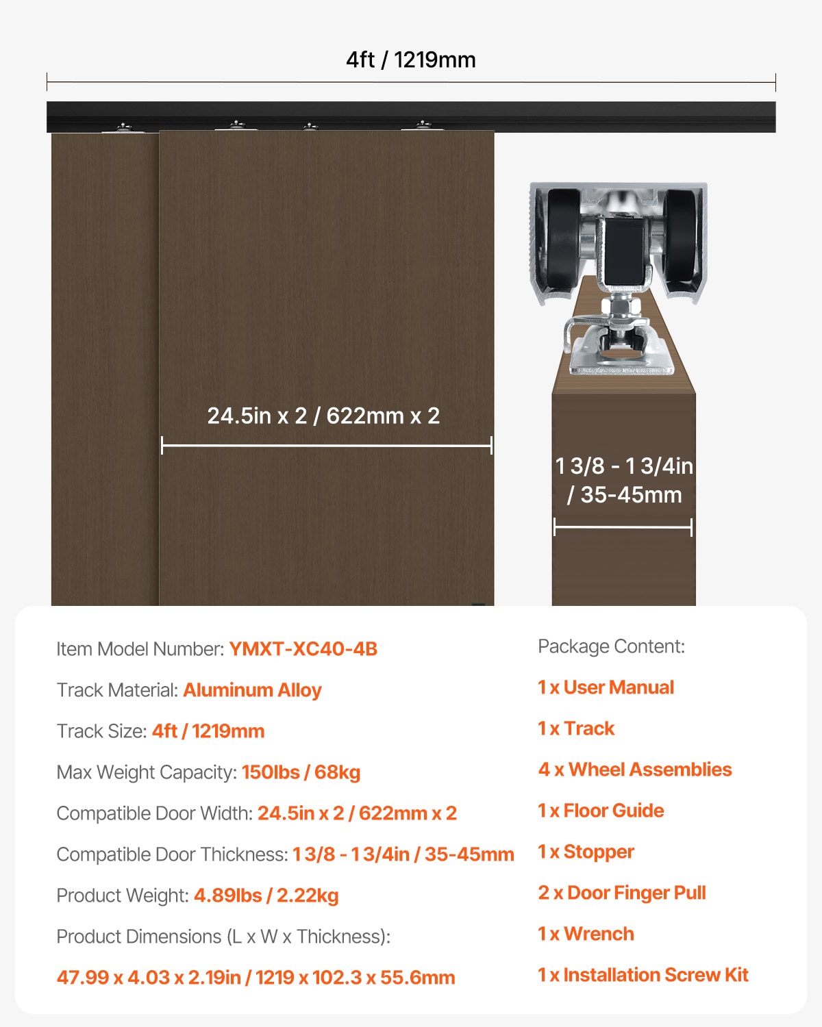 SVOPES SVOPESTLMTZTL11136V0 Sliding-Closet-Door-Track-Track-Kits - View #8