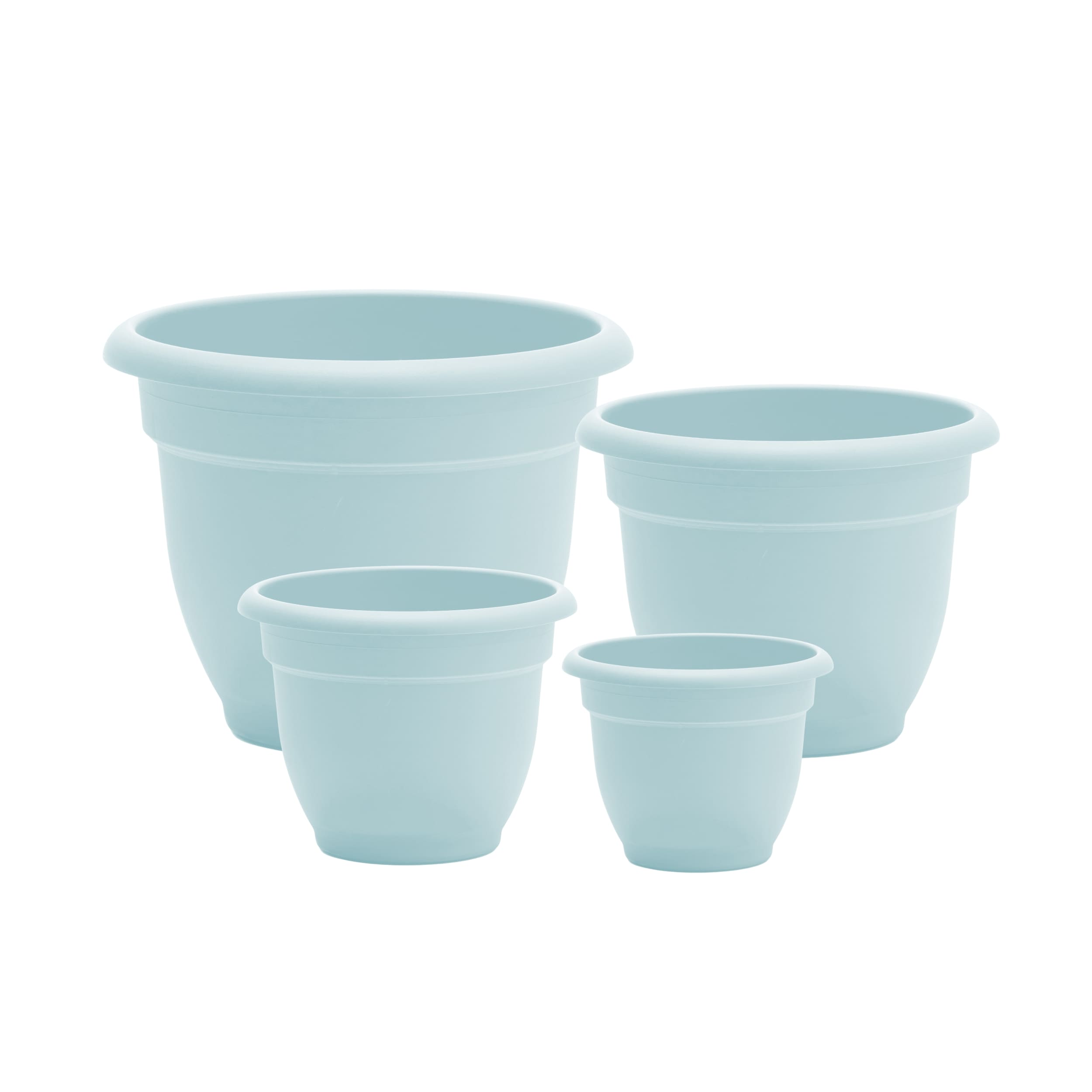 Bloem DCB-APMIX44 4 -Pack Round 6.5-in W x 5.25-in H x 6.5-in D Blue Plastic Indoor/Outdoor with Self Watering Planter