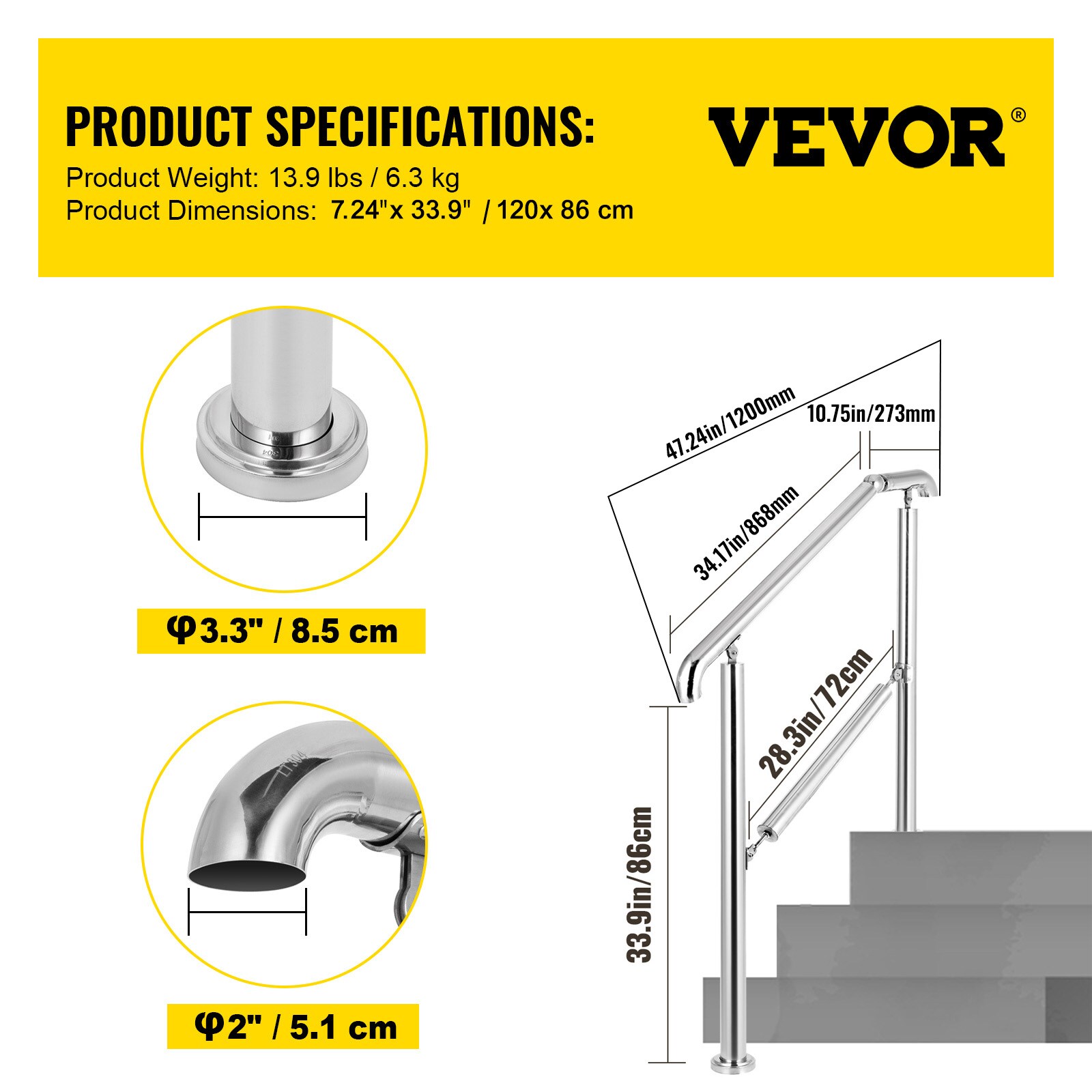 VEVOR SCBXGLTFS3BD01190V0 Interior-Stairpart-Railing - View #8