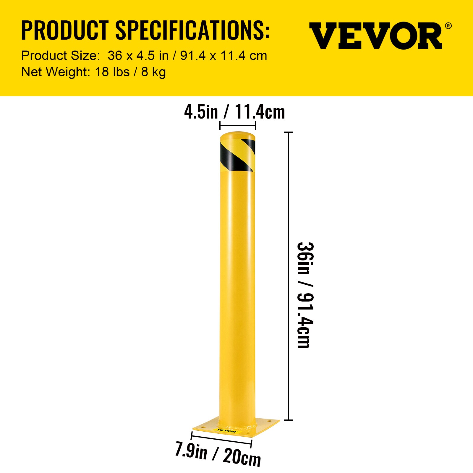 VEVOR AQZ36X4.5INHS0001V0 Commercial-Bollards - View #7