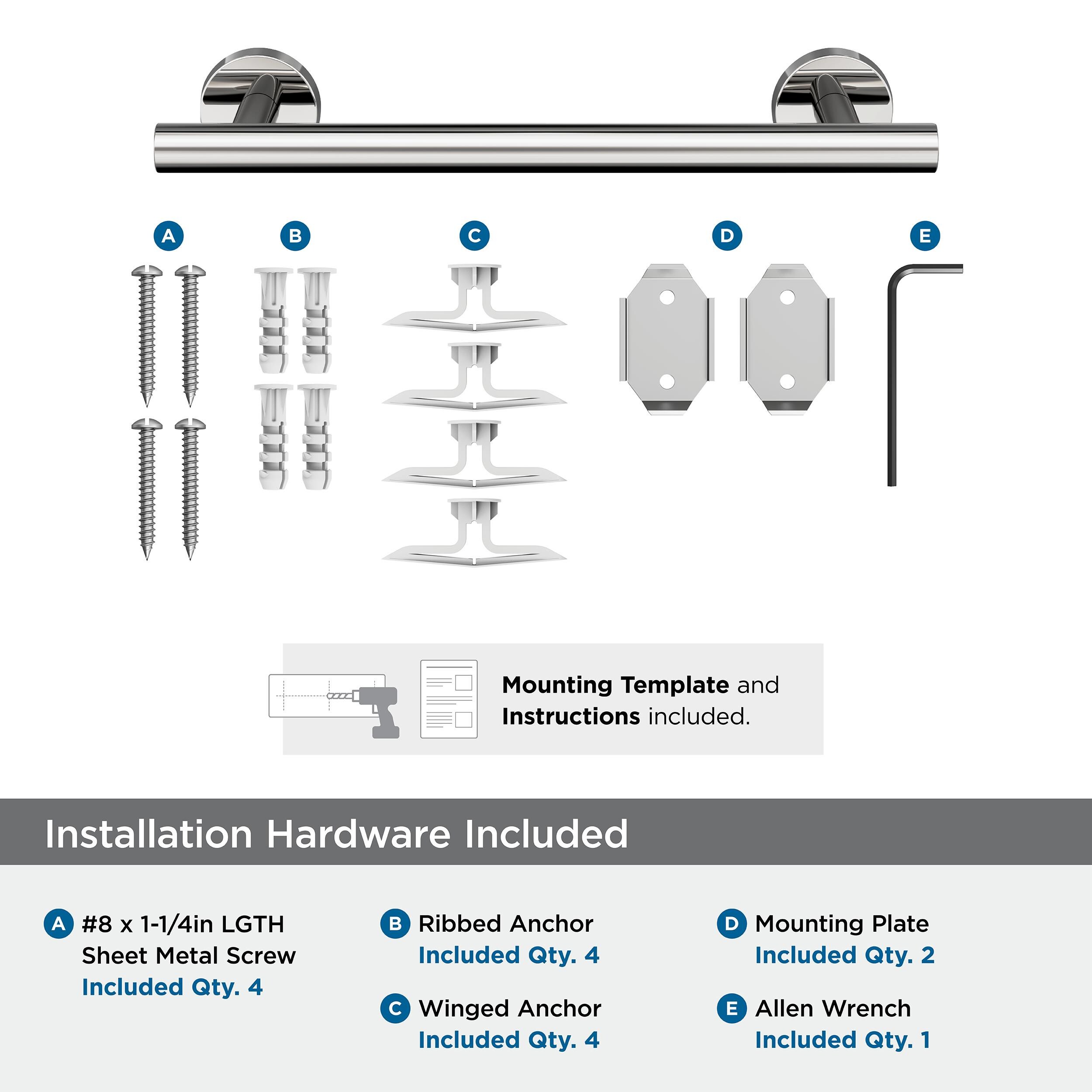 Polished Stainless Steel Wall Mounted Towel Bar 11.63 in