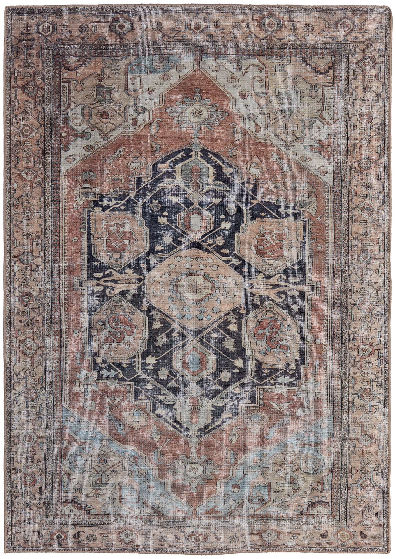 Room Envy PRCR39ALBRNRSTE76 Prescott 5 x 8 (ft) Loomed Polyester Apricot Brandy/Pink Clay Rectangular Indoor Medallion Machine washable Area rug