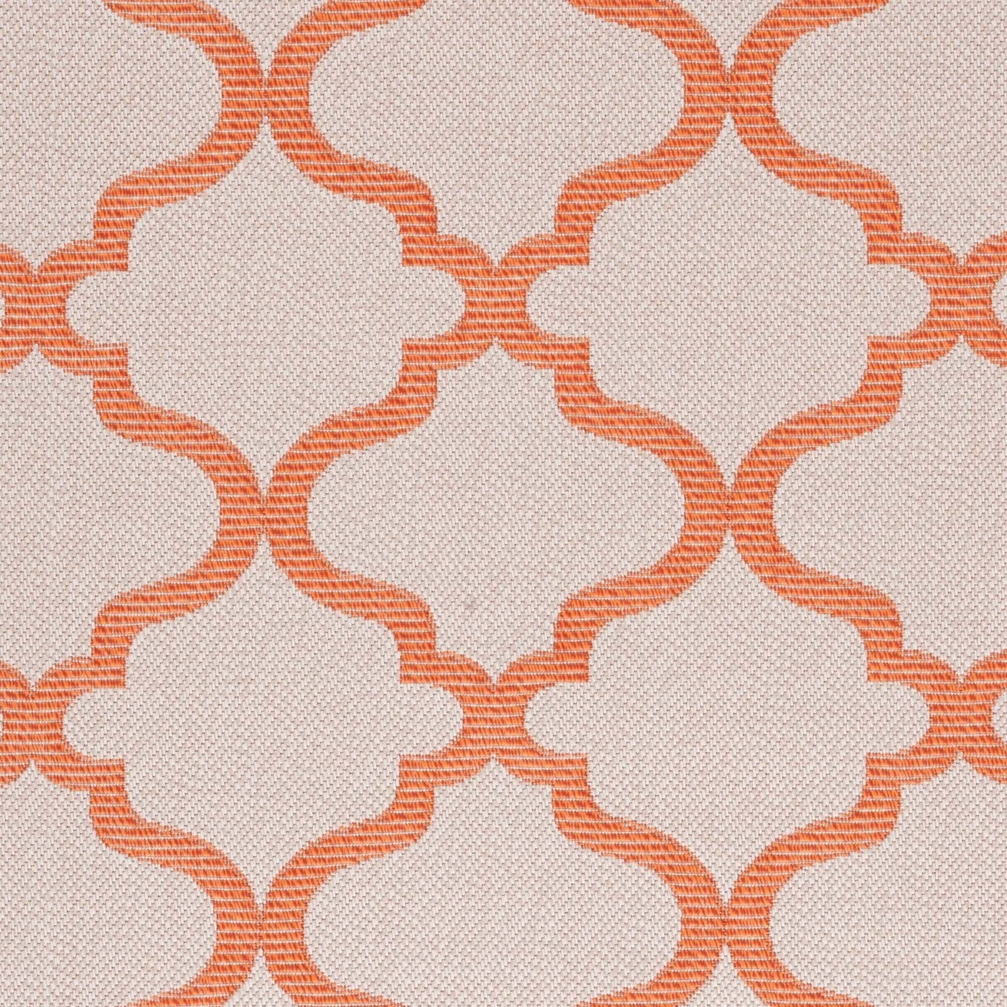 Ivory and Rust Geometric Square Indoor-Outdoor Easy Care Rug - 6'7"