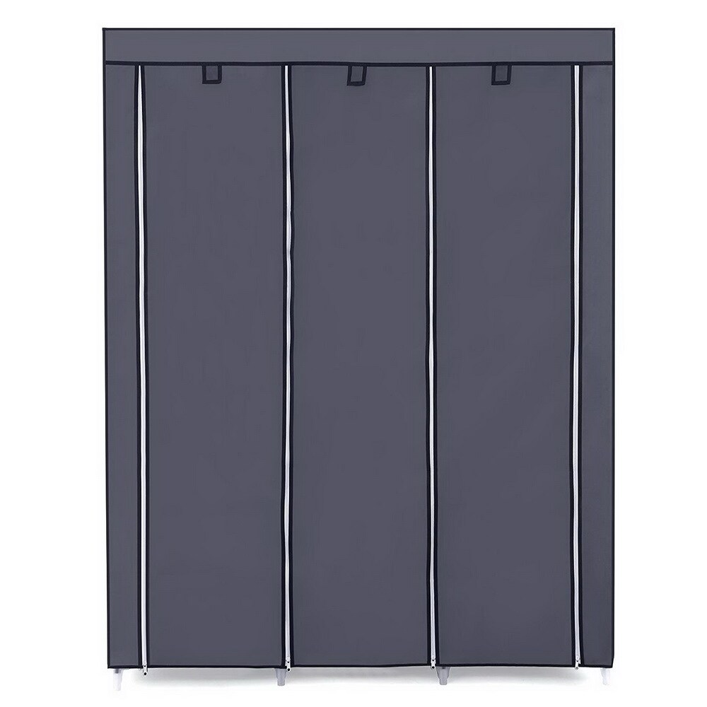 Bestcore Portable Closet Organizer with 9 Shelves and Hanging Rod - Freestanding Wardrobe Clothes Storage with Dustproof Cover - Gray 50-in x 17.8-in x 67-in