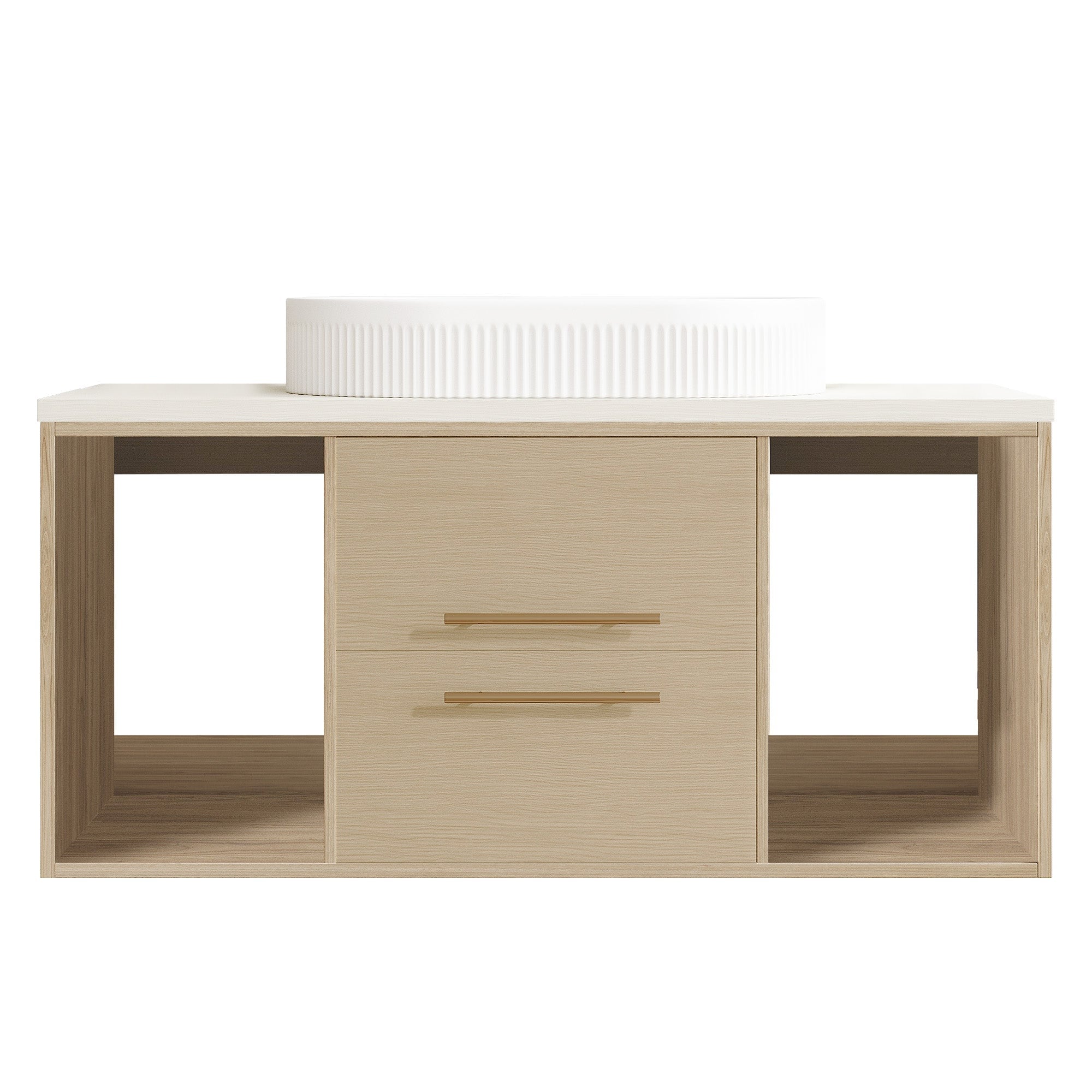 Boyel Living 39.3 In Wall Mounted Bathroom Vanity Oval Ceramic Sink Solid Wood Soft Close Drawers