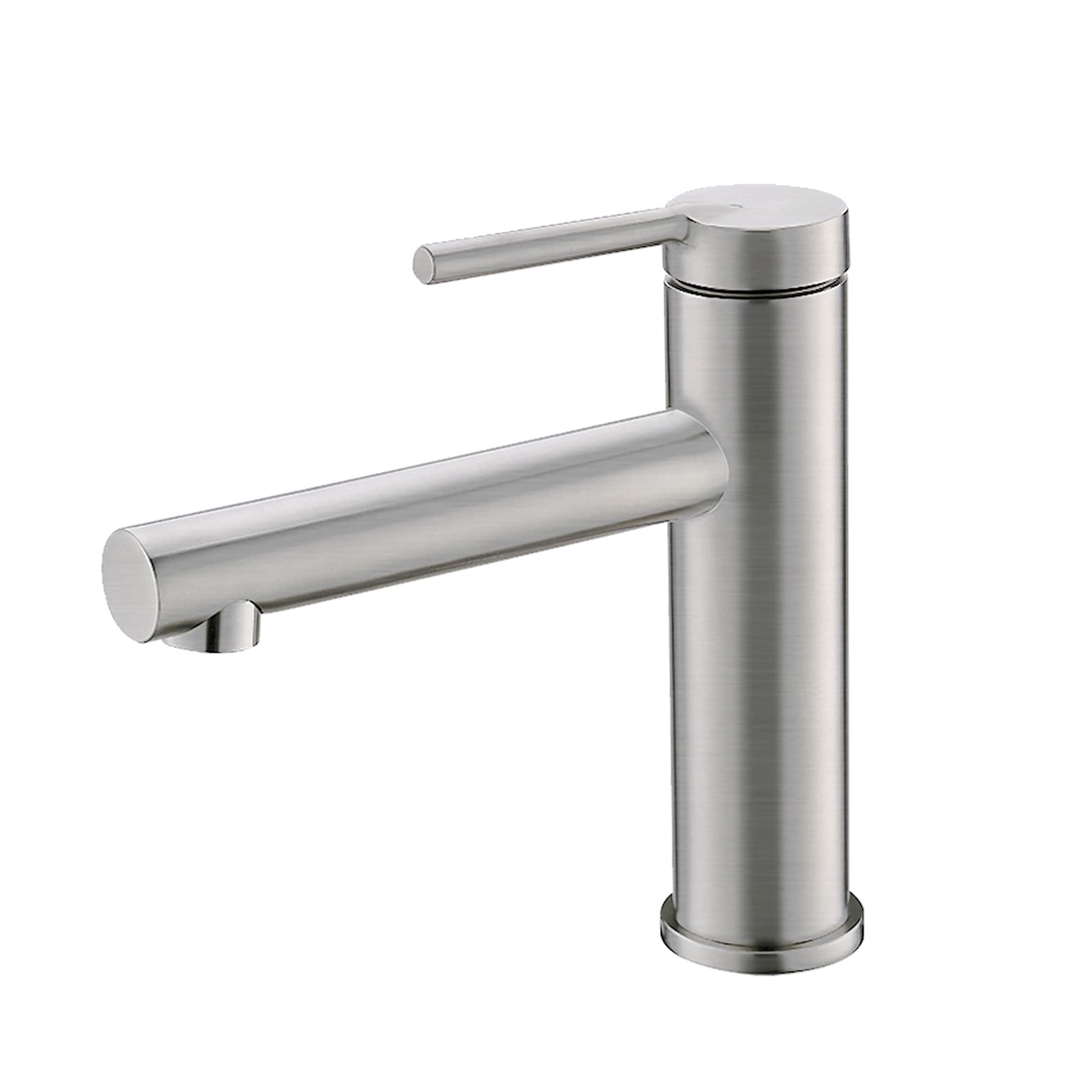 Stylish B-108S Toria Brushed Stainless Steel Single hole 1-handle Mid-arc Commercial/Residential Handle Bathroom Sink Faucet