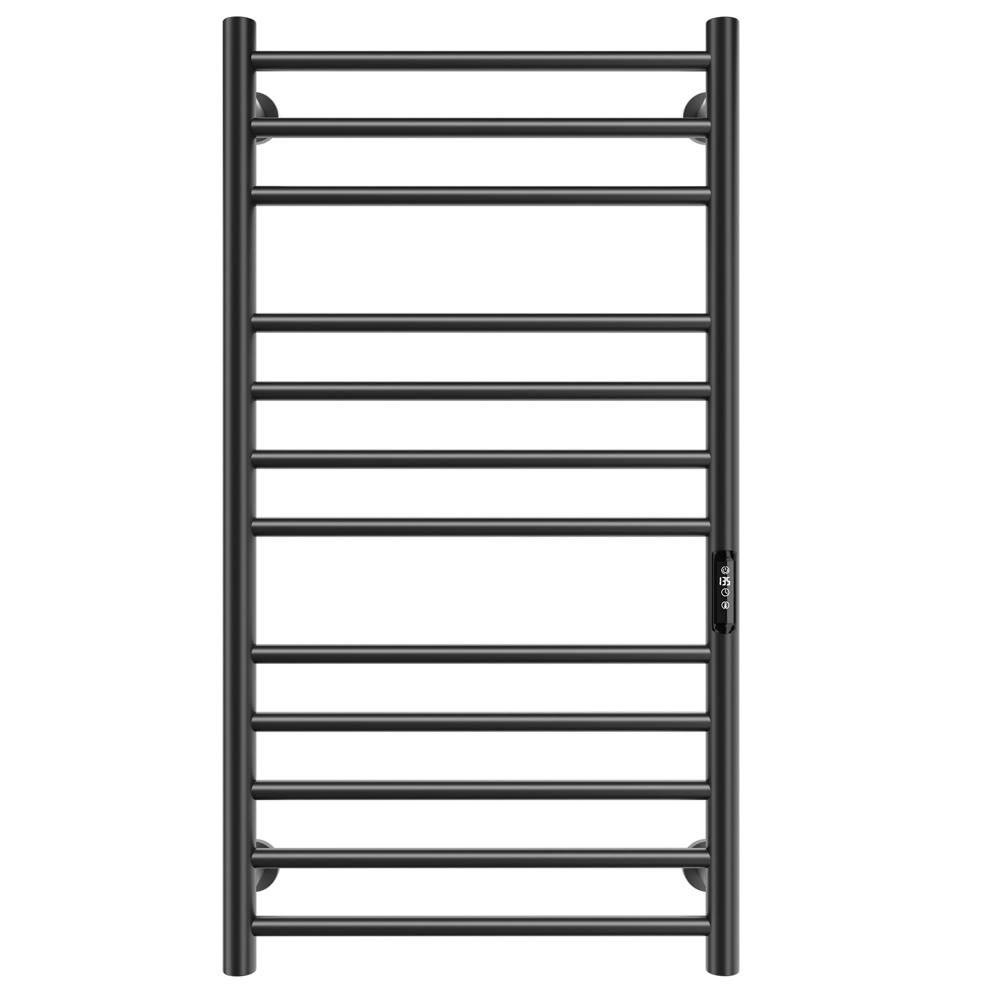 Paraheeter 12-Bar Wall Mounted Electric Towel Warmer Racks Plug-In or Hardwired with Timer and Thermostat in Matte Black