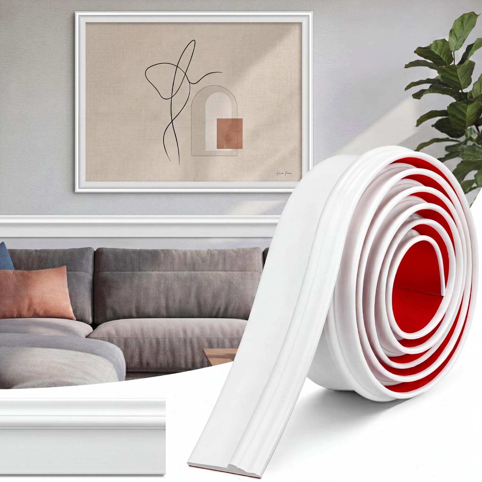 Transition Ramp Protector Justincity Peel and Stick Baseboard Trim TPE Flexible Wall Molding 3.15 ...
