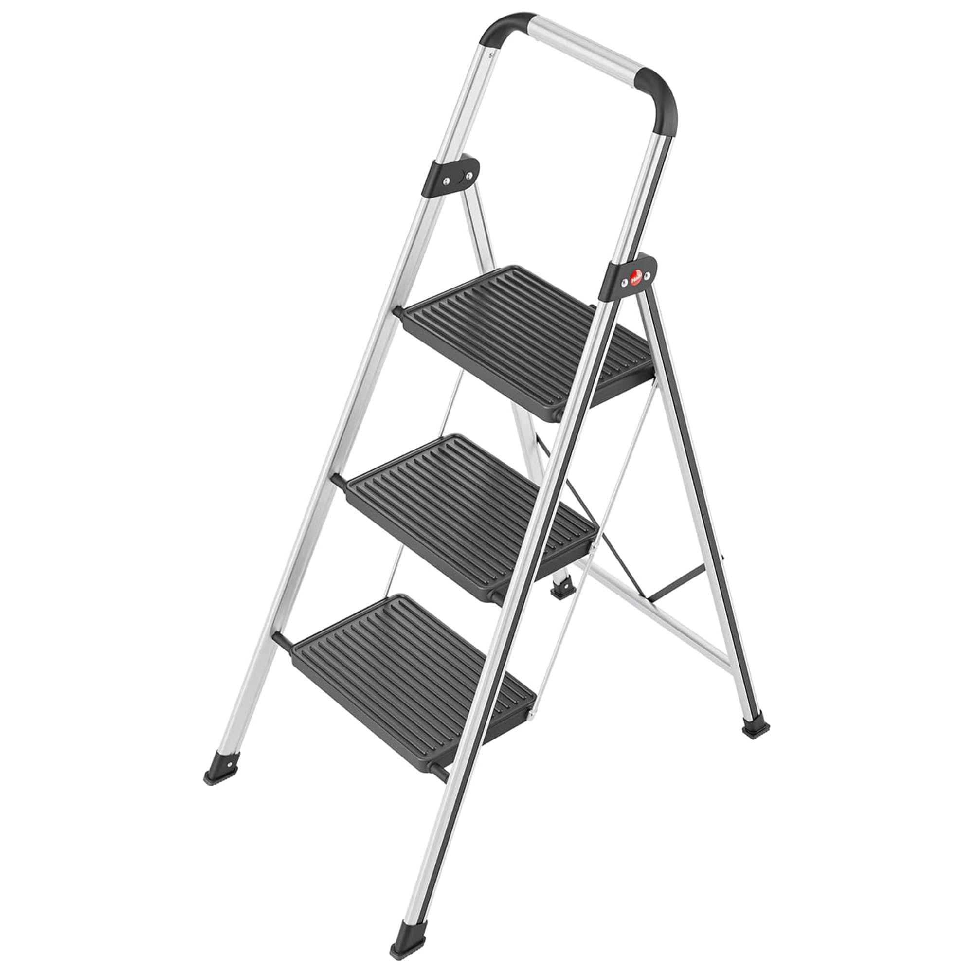 Hailo Folding Step Stool Non-Slip 3 Step Ladder for Home and Kitchen K71 Silver #9204016033