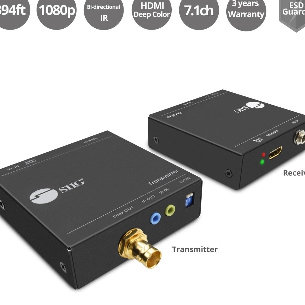 SIIG SYBA36363  CE-H23S11-S1 HDMI Over Coaxial Extender with IR