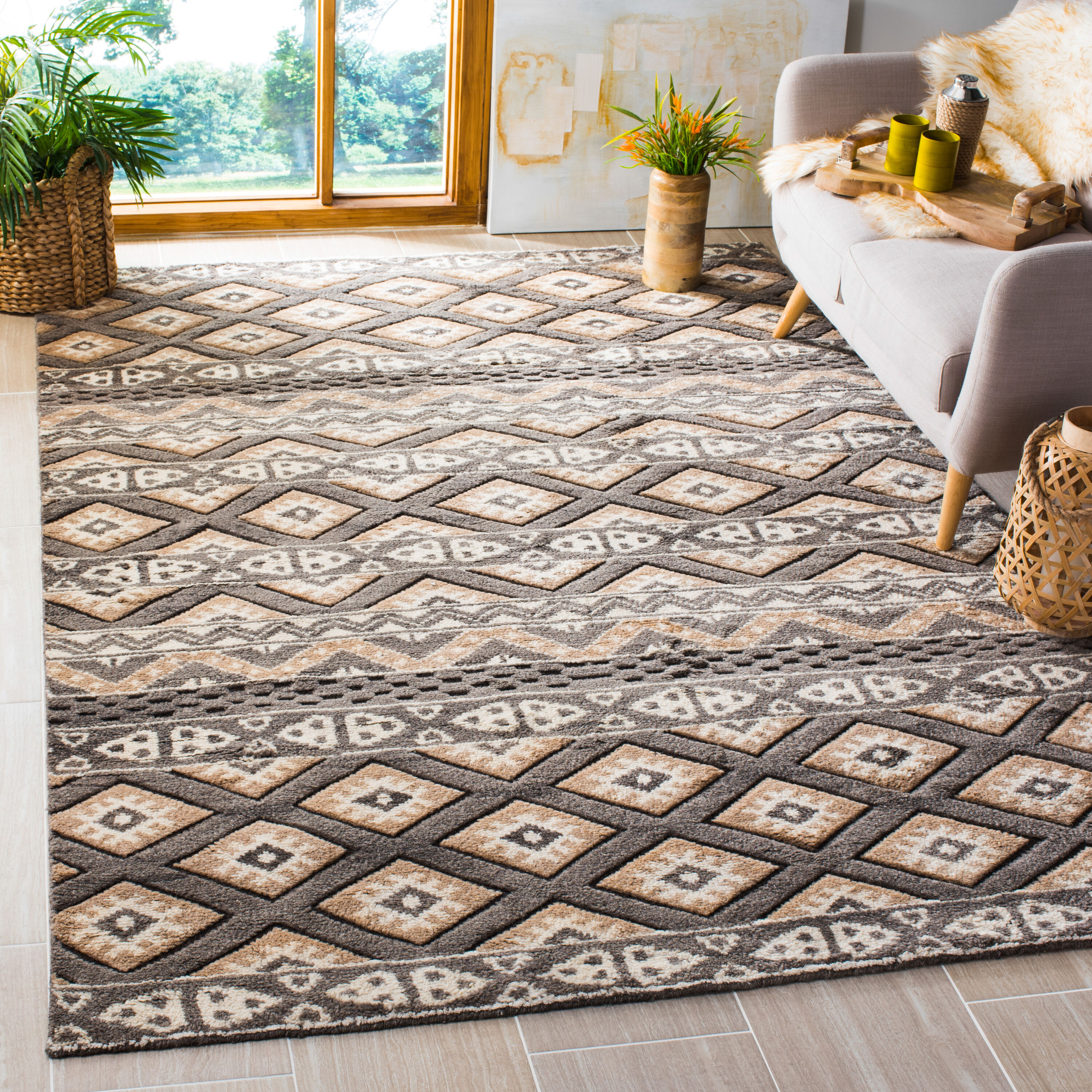  Challe 319 Camel Bohemian 6ft x 9ft Medium Rectangle Rug