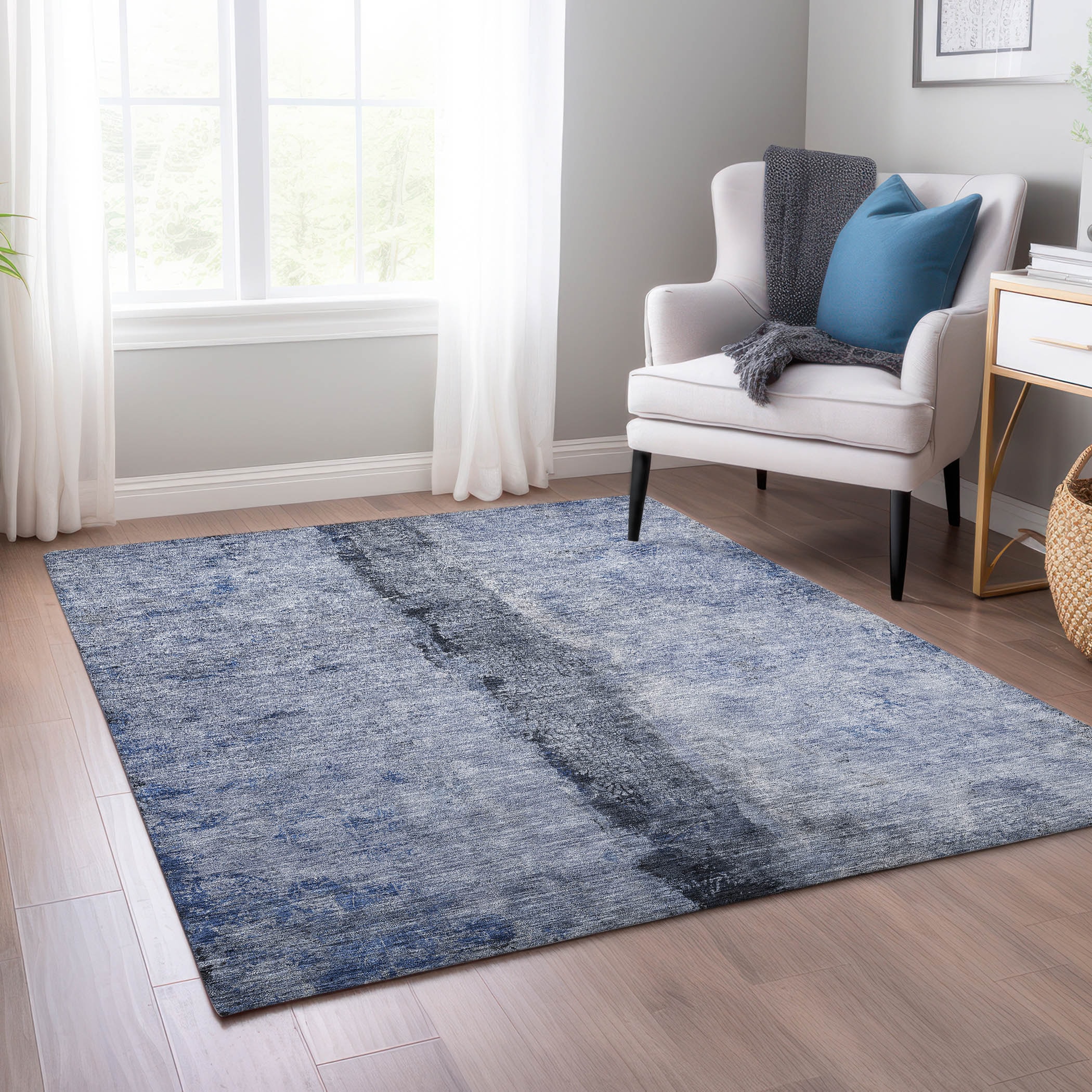 Addison Rugs ACN605DN30X46 Chantille ACN605DN 2 x 3 (ft) Polyester Denim Rectangular Indoor/Outdoor Abstract Machine washable Area rug