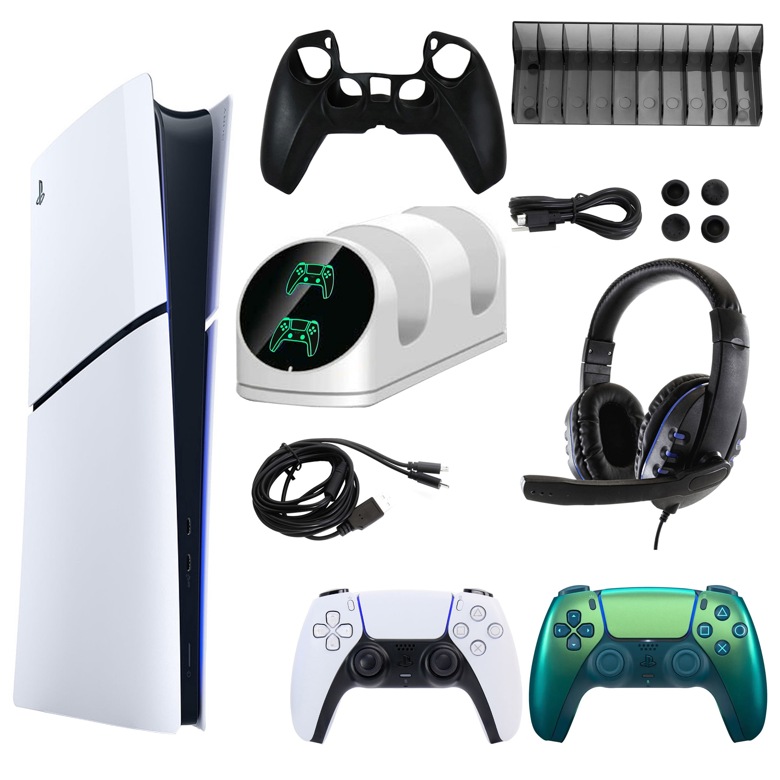 PlayStation PS5 Slim Digital Console with Extra Chroma Teal Dualsense ...