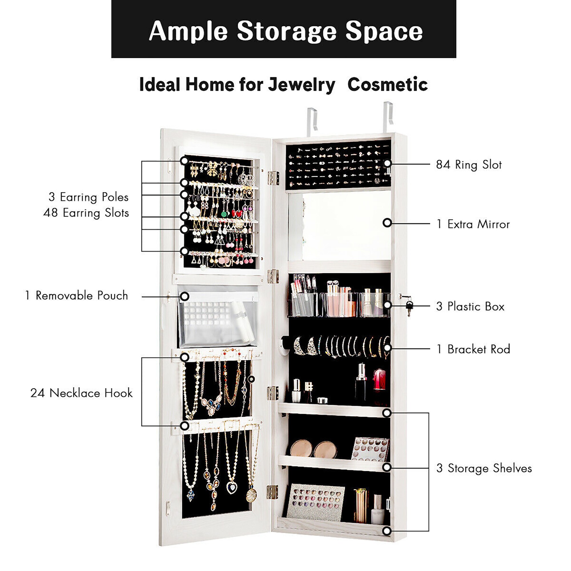 Goplus HW60386WH Jewelry-Organization - View #3
