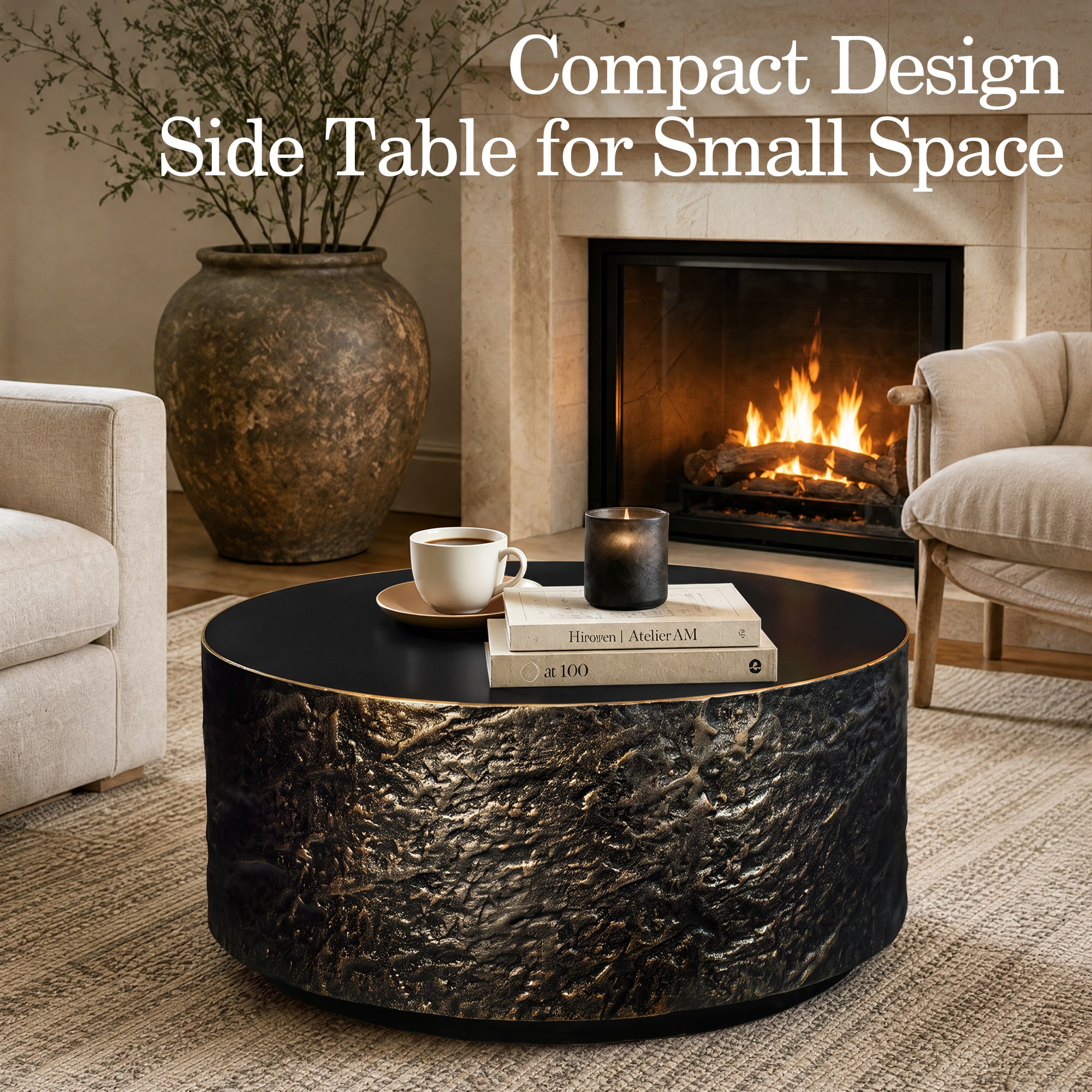 Patio Watcher Round Composite Composite 28-in W x 13-in H Coffee Table ...