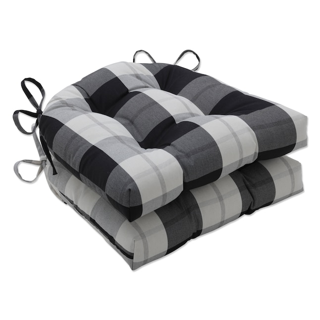 Pillow Perfect 2 Piece Black Patio Chair Cushion In The Furniture Cushions Department At Com - Black And White Check Patio Chairs