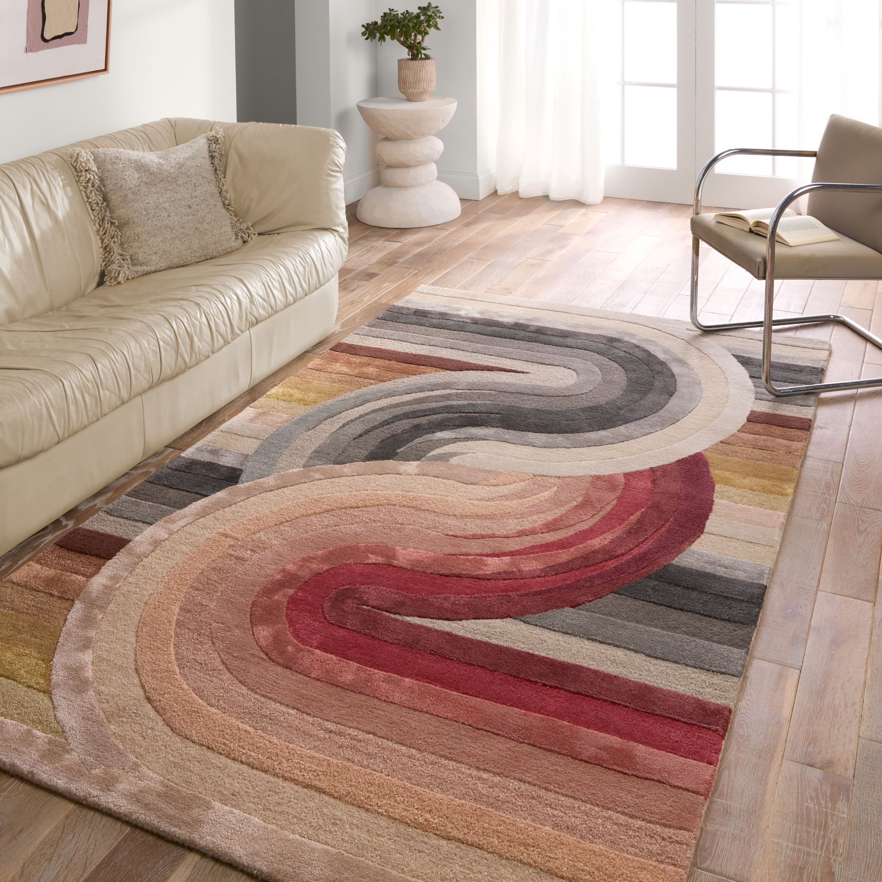 Jaipur Living BRG158890 Iconic 8 x 10 (ft) Tufted Wool Red Rectangular Indoor Abstract Area rug