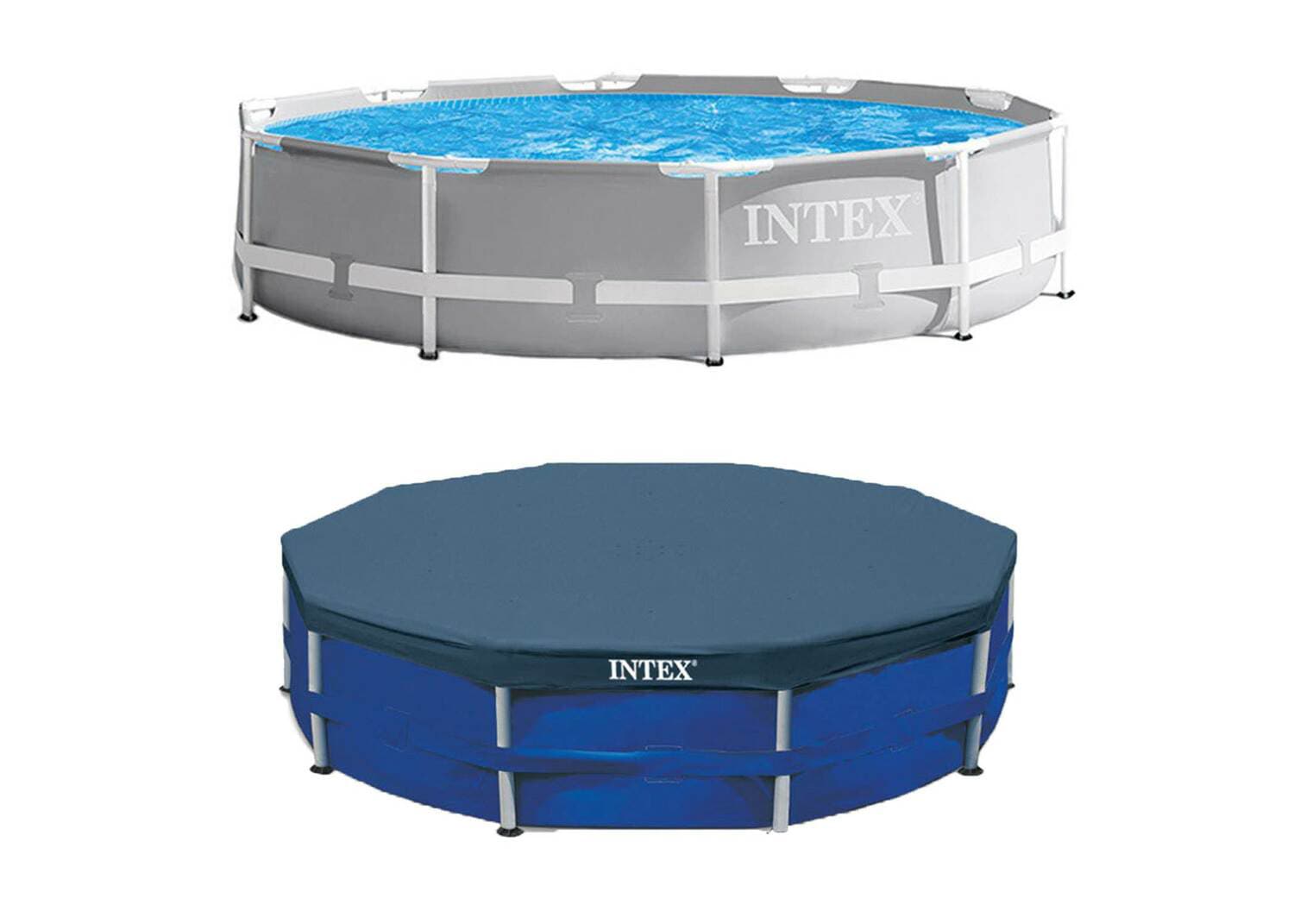 Intex 141055 10-Feet x 10-Feet x 30-Inches Steel wall panels Round Above-Ground Pool with Filter Pump with Pool Cover