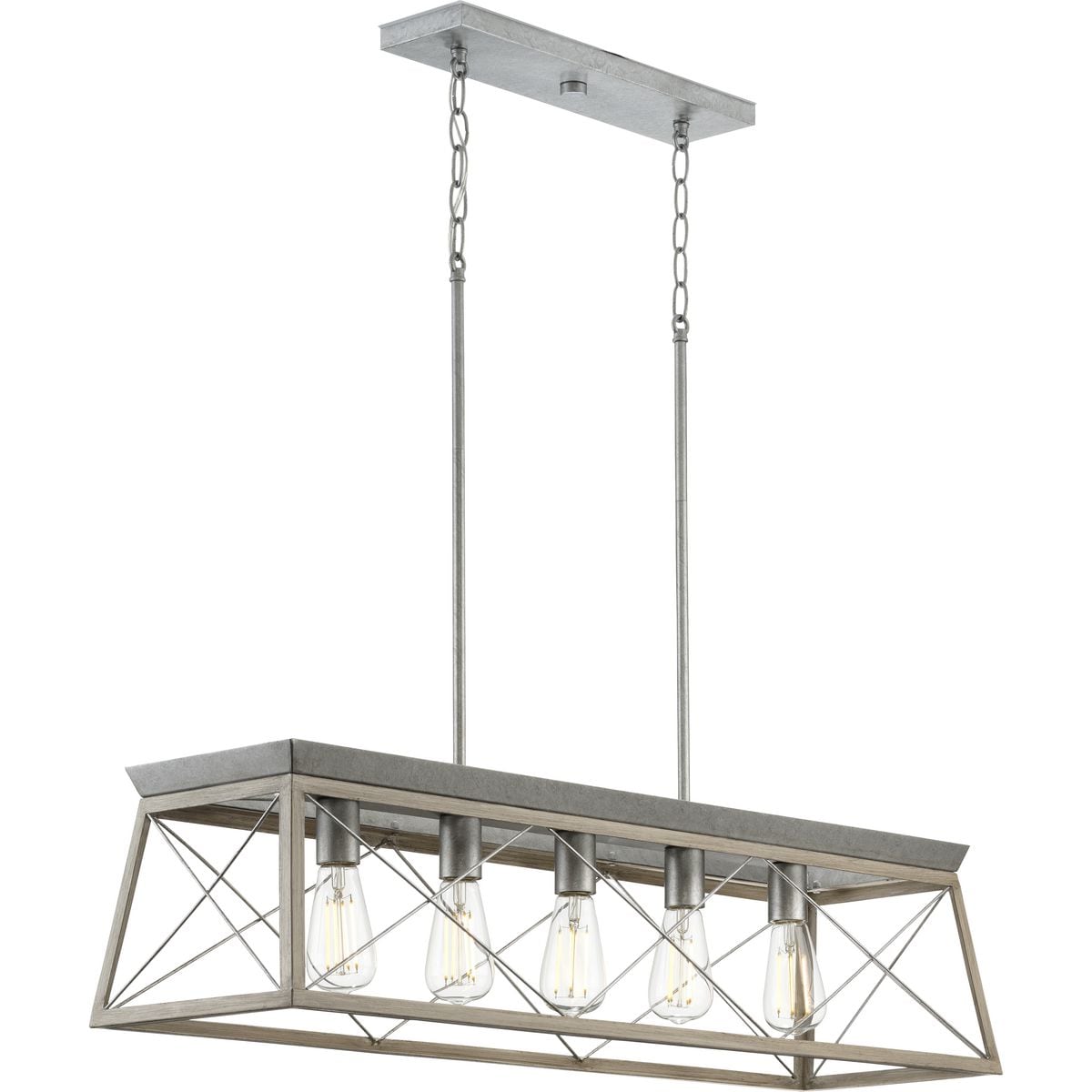 Progress Lighting Briarwood 5-Light Galvanized and Bleached Oak Farmhouse  Led; Dry rated Chandelier in the Chandeliers department at