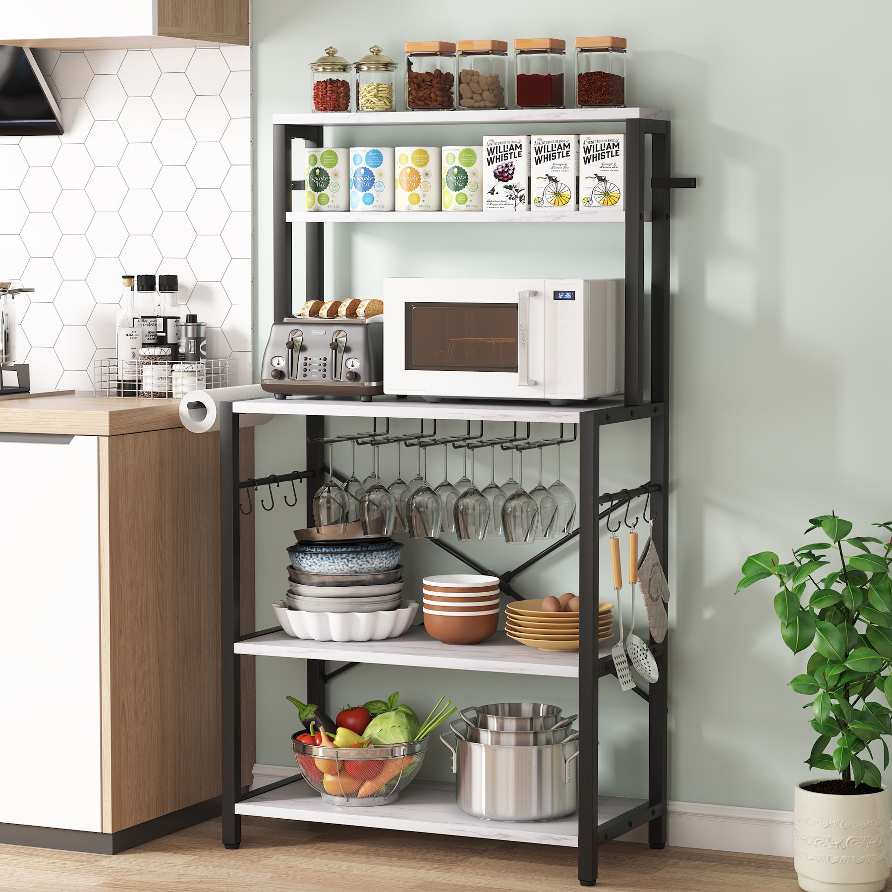 Tribesigns Tribesigns Baker’s Rack with 6 Hooks, 5-Tier Kitchen ...