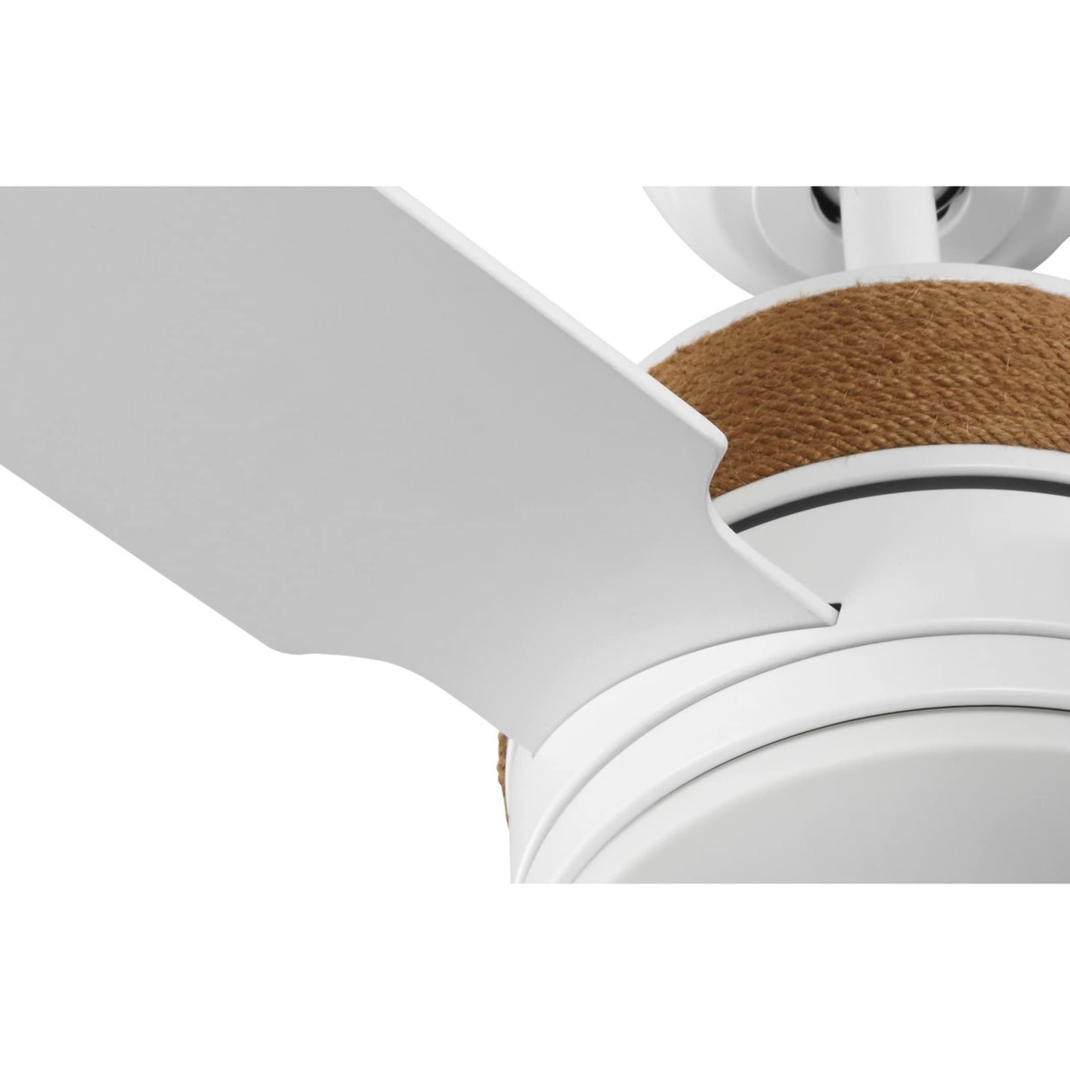 Shaffer II 56" Satin White LED Ceiling Fan with Jute Rope