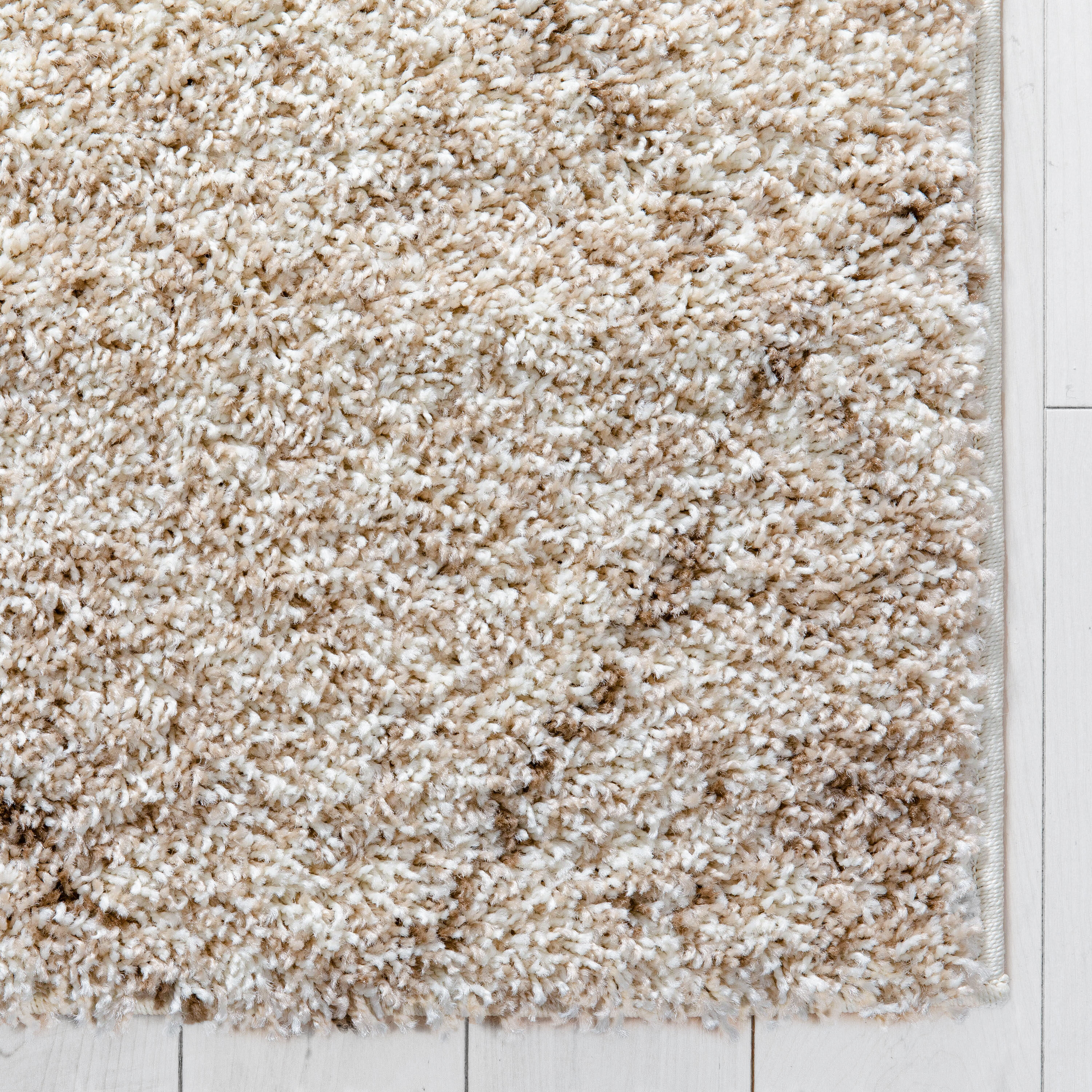 Ivory Rectangular Shag Rug with Moroccan Lattice 3'3" x 5'3"