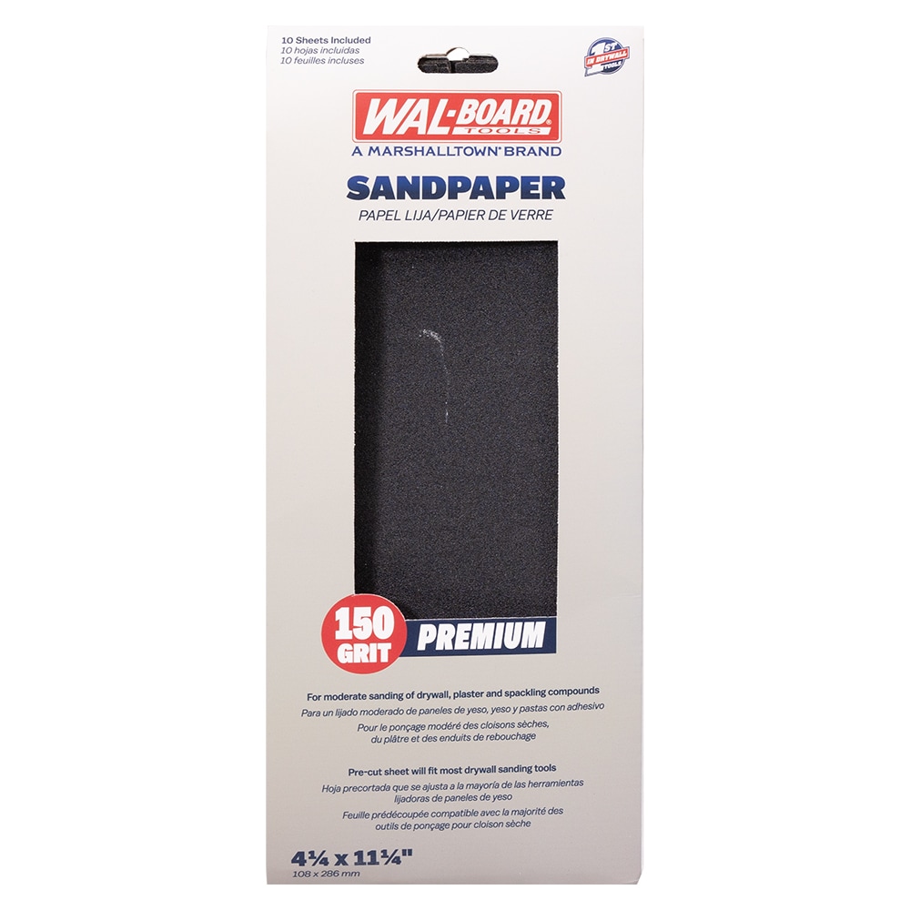 WAL-BOARD TOOLS SP150W-L Drywall Sandpaper Fine 150 -Grit Sheet Sandpaper 4.19-Inches W x 11.25-Inches L 10 -Pack