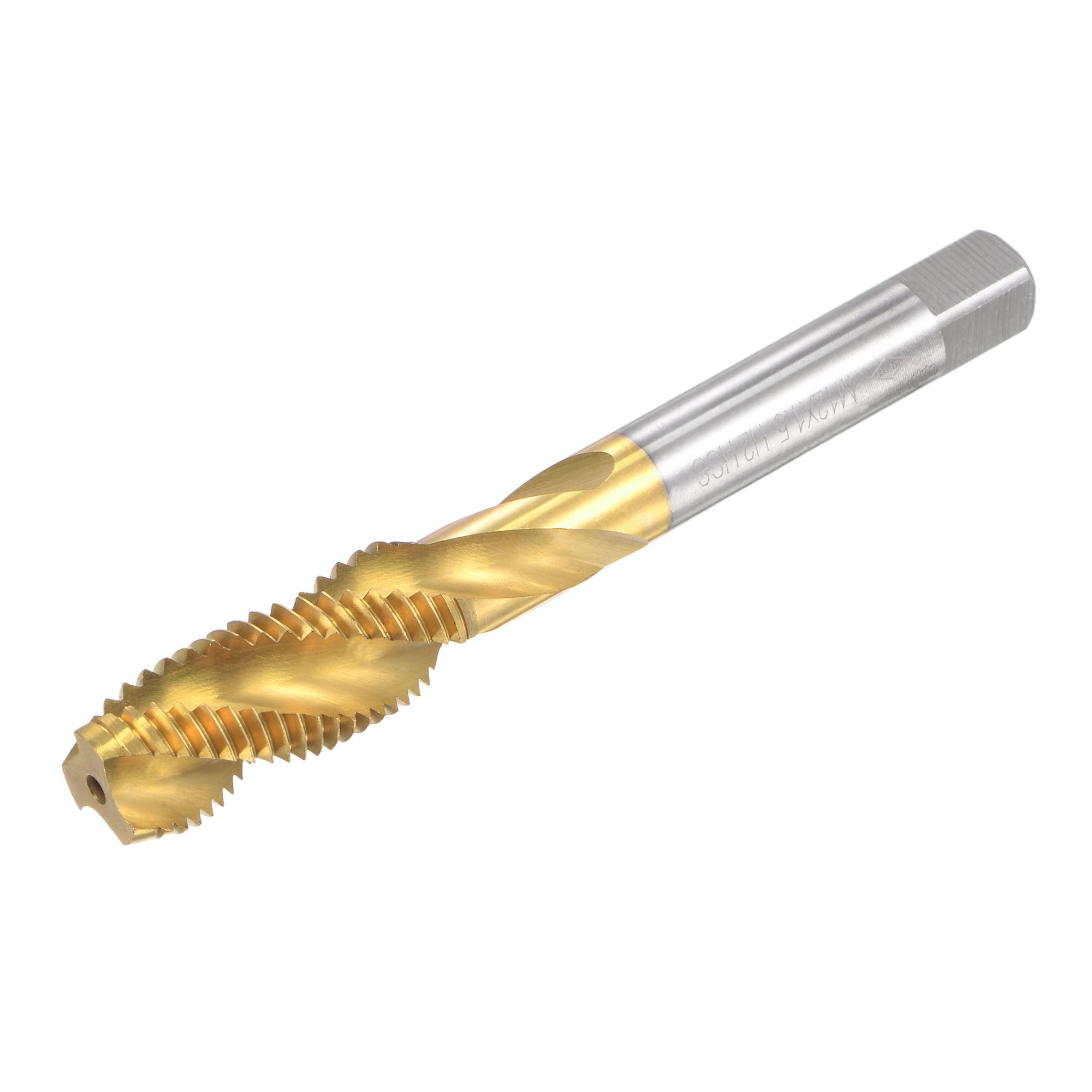 Unique Bargains Spiral Flute Threading Tap M12 x 1.5 Metric HSS (High Speed Steel) Titanium Plated Machine Thread Screw Tap 3 Flutes Tapping Tool H2 Tolerance #S26031100UX4625