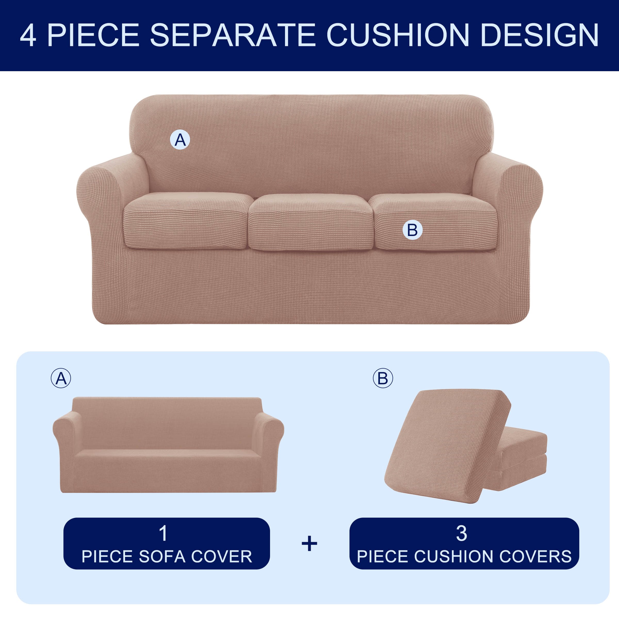 Faux Leather Stretchy Sofa Seat Cushion Cover Chair Couch Loveseat  Slipcovers in , 27.5 H x 25 W x 9 D