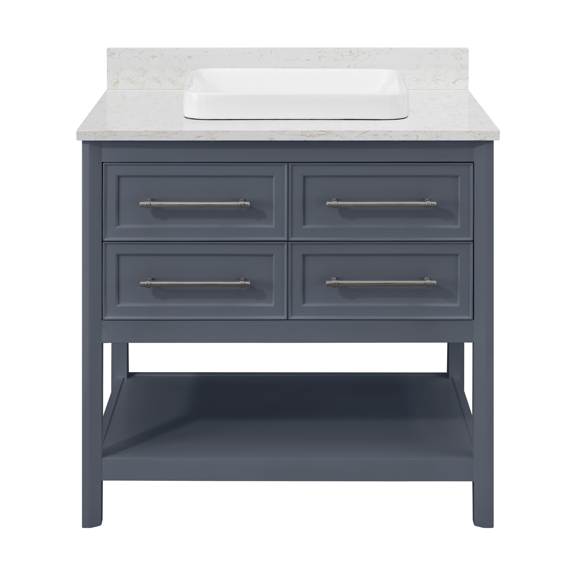 ED Ellen DeGeneres Riven 36-In Vanity in Dusk Blue Calacatta Engineered ...