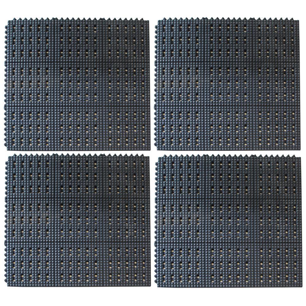 Rubber-Cal 2-ft x 3-ft Interlocking End Tile Square Indoor or Outdoor Home  Anti-fatigue Mat