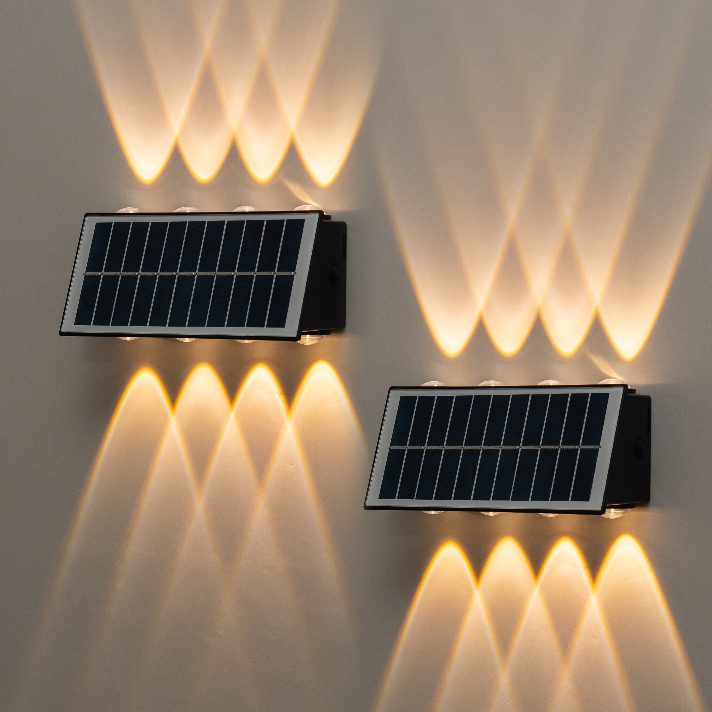 C Cattleya CA2314-2W 2-Pack 3.75-in H Black Solar Dusk to Dawn Integrated LED Outdoor Wall Light