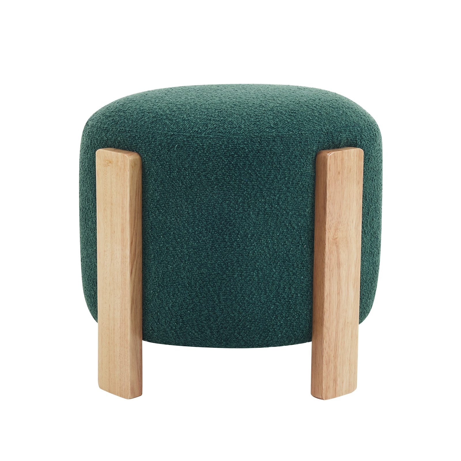 BWE A-9STOOL-02-BGR Modern Blackish Green Wool Round Storage Ottoman