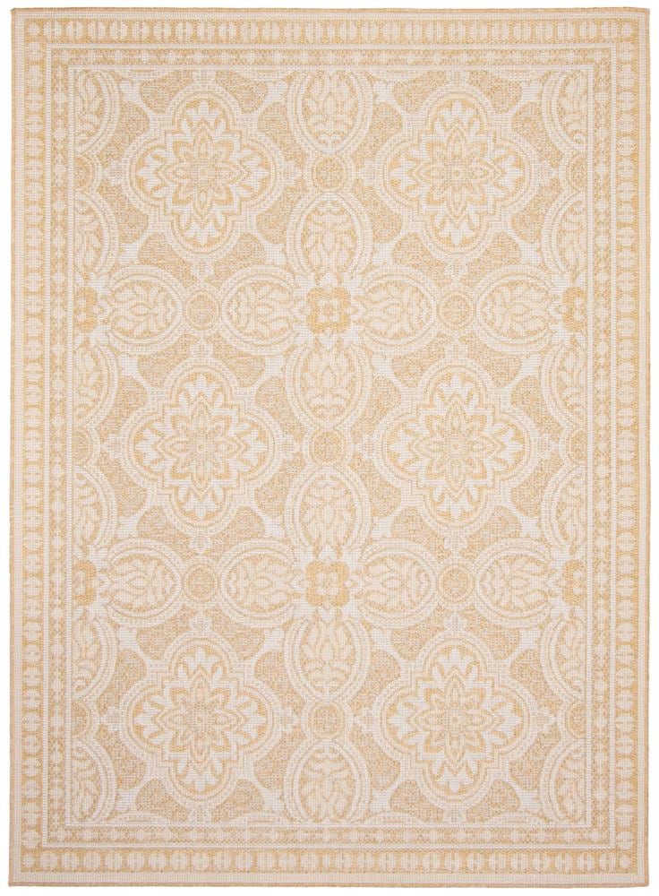 ECARPETGALLERY 351511 Veranda Traditional 5 x 7 (ft) Loomed Polypropylene Gold Rectangular Indoor/Outdoor Damask Area rug
