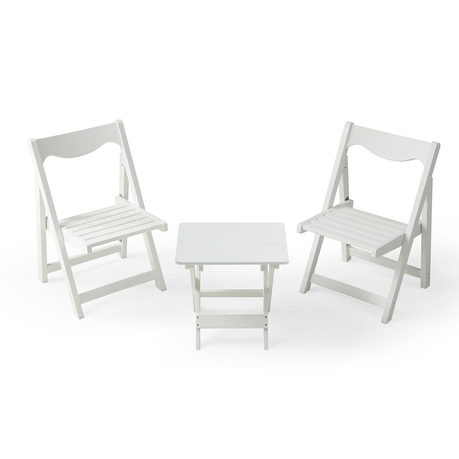 CESICIA W225-OPS-87 Patio Furniture Sets Set of 2 Stackable White Plastic Frame Stationary Dining Chair with Solid Seat