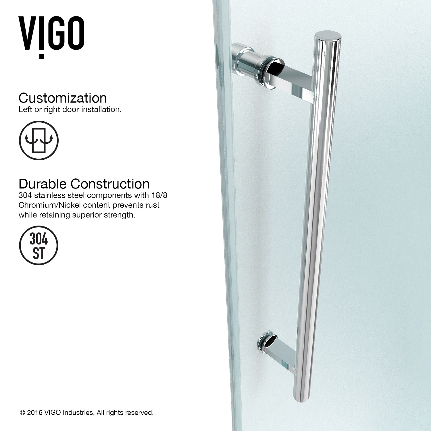 Vigo Elan Chrome 48 In To 52 In X 74 In Frameless Bypass Sliding Shower Door In The Shower Doors 7603