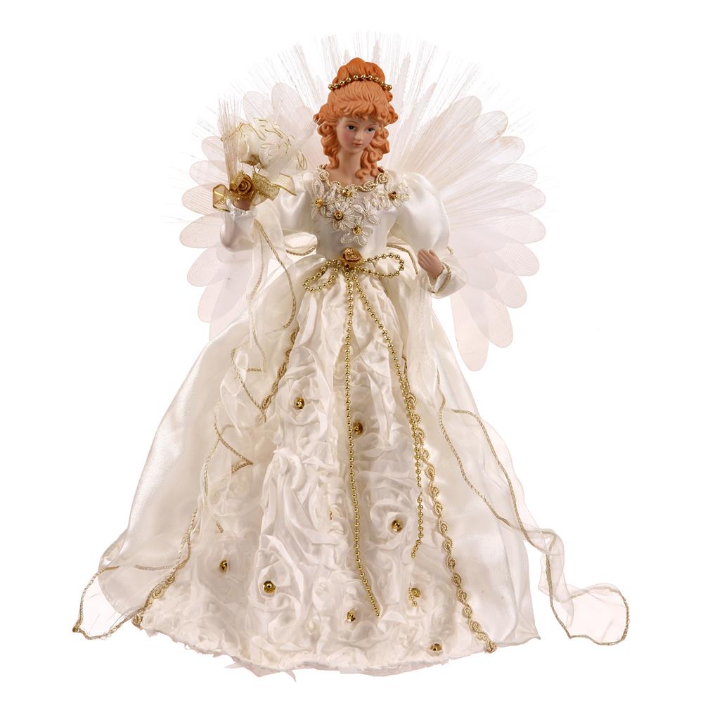 Vickerman 12 White & Gold Lighted Angel Tree Topper : : Home