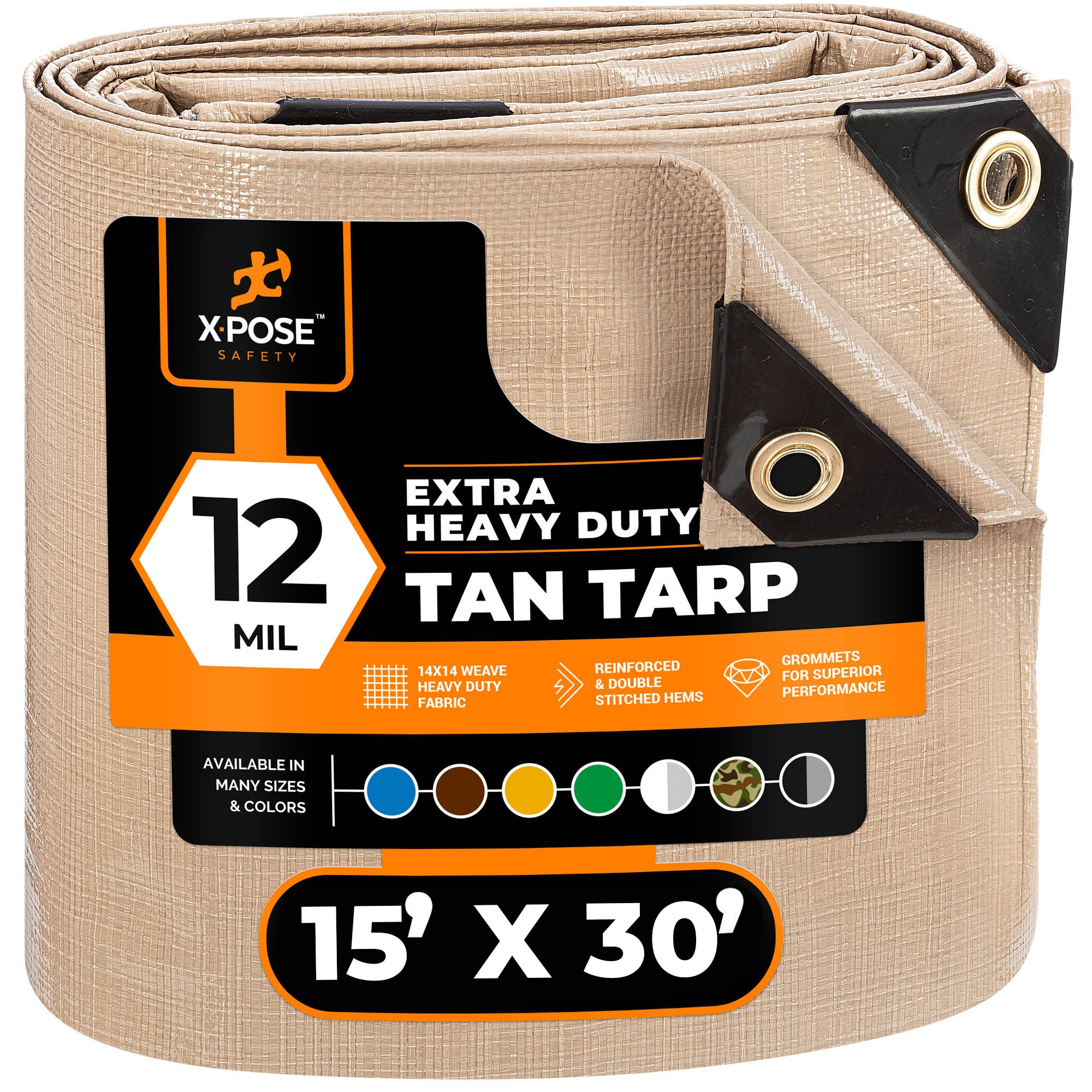 XPOSE SAFETY THD-1530-X 15-ft x 30-ft Brown Water resistant Commercial Polyethylene 12-mil Tarp