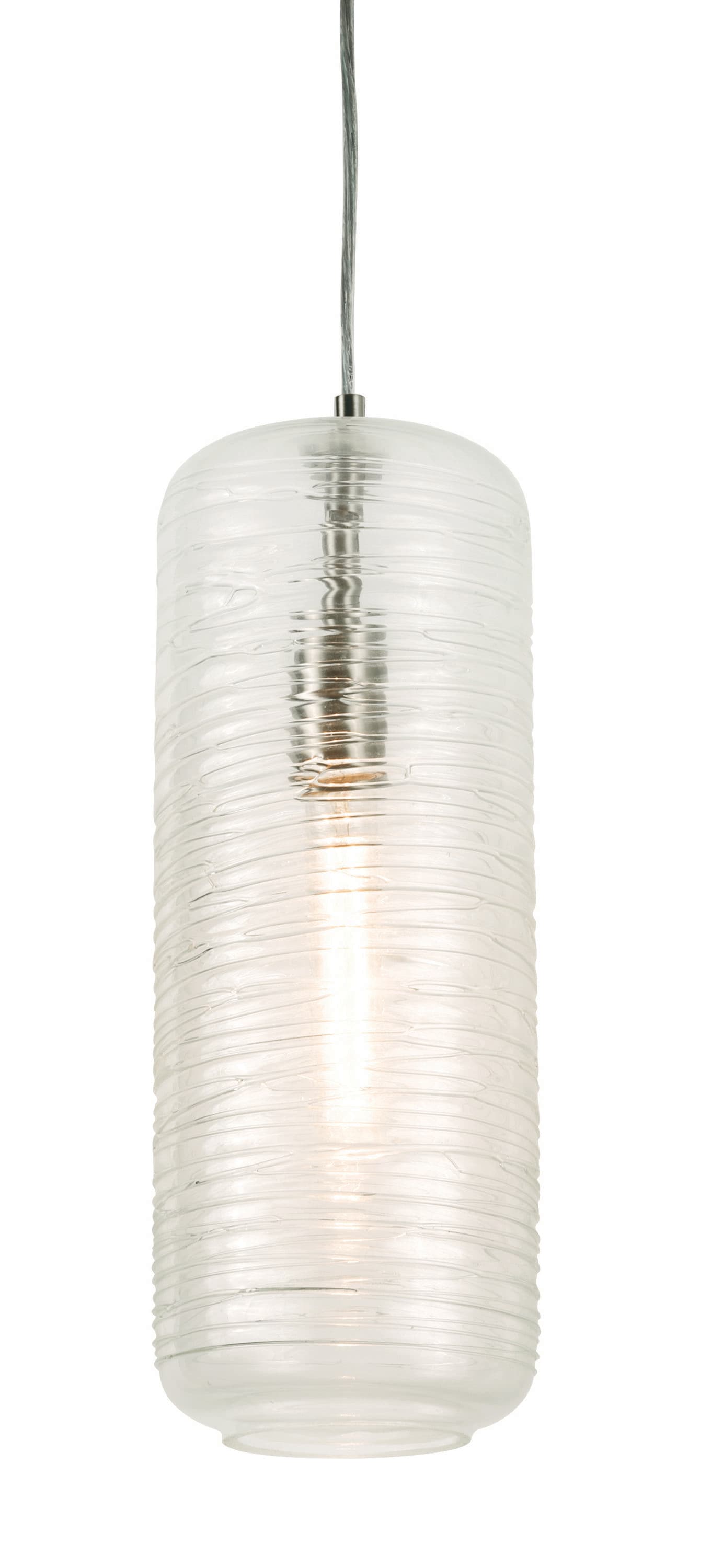 AFX HRP06MBSNCS Hermosa Satin Nickel Transitional Clear glass Cylinder Mini Hanging Pendant light