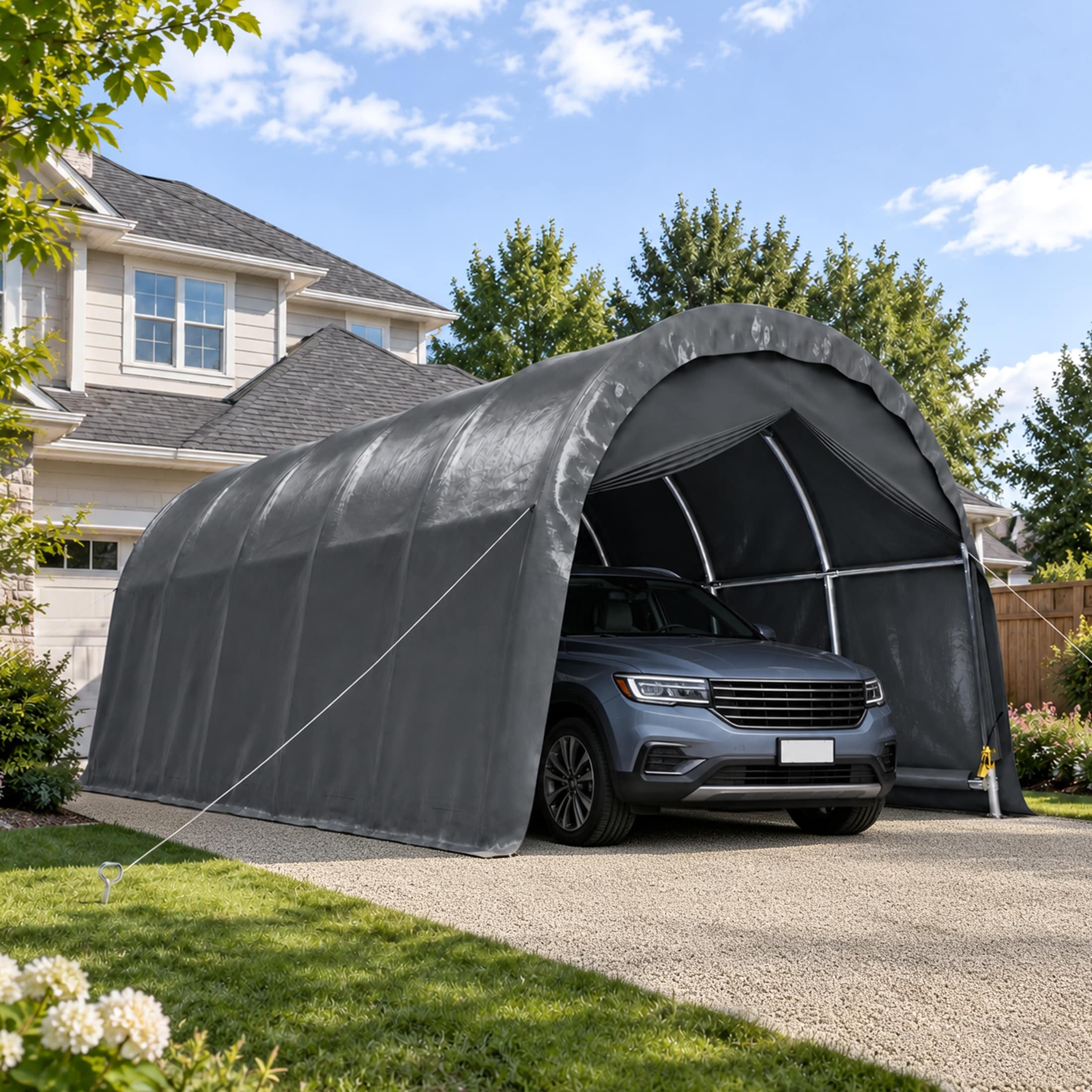 Namdaq 13x20 FT Arched Carport Heavy Duty Outdoor Garage with ...