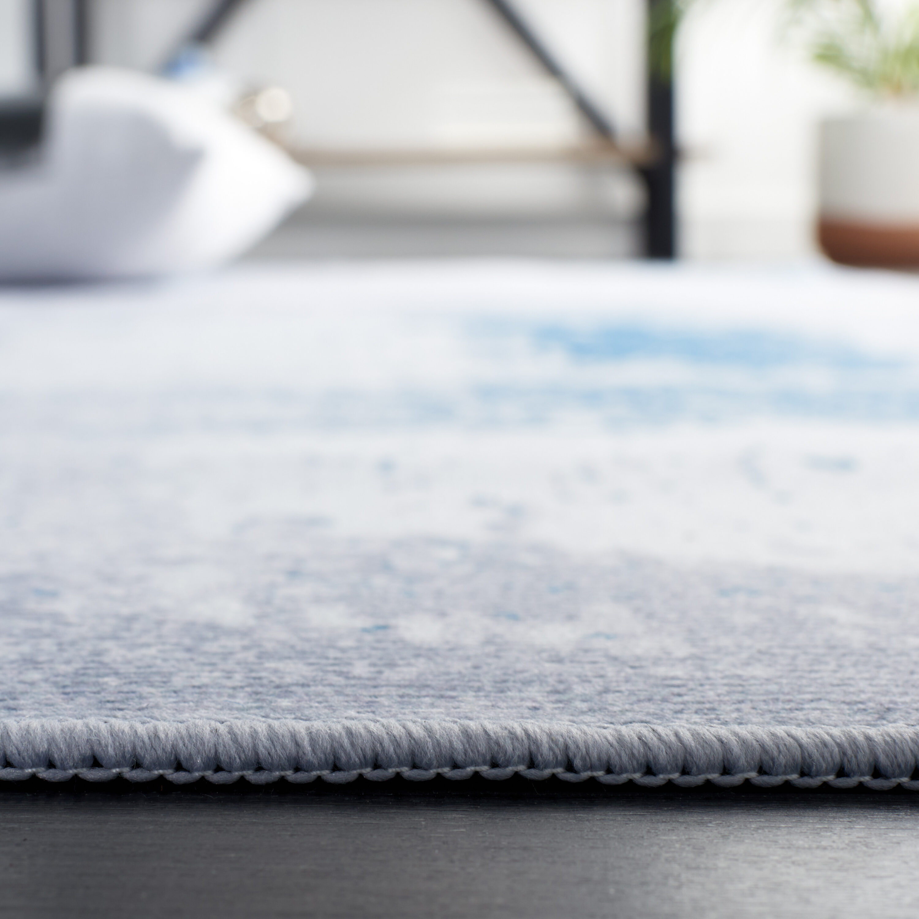 Tacoma Blue and Gray Abstract Washable Area Rug