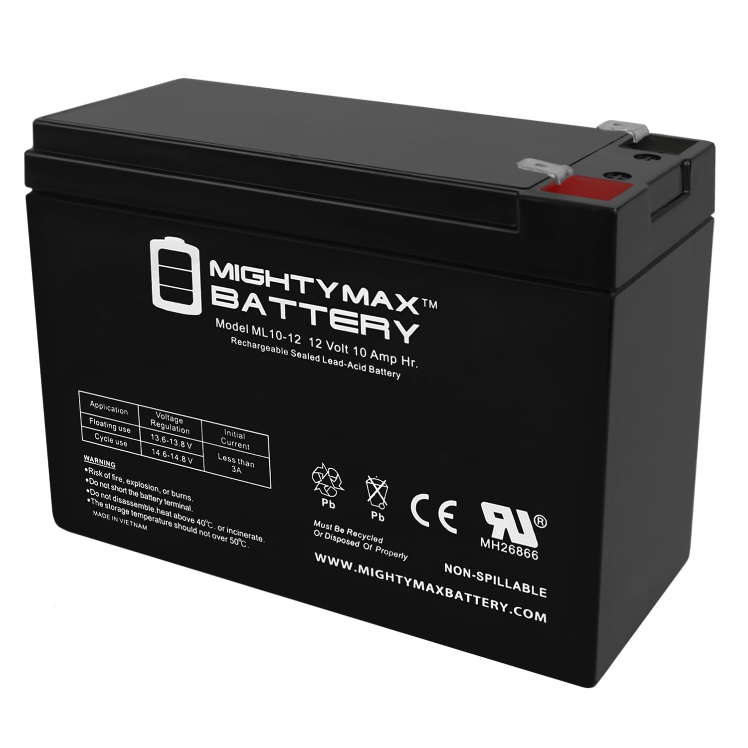 Mighty Max Battery 12V 10Ah NEW EZIP SCOOTER 4, 4.5, 400, 450, 500 ...