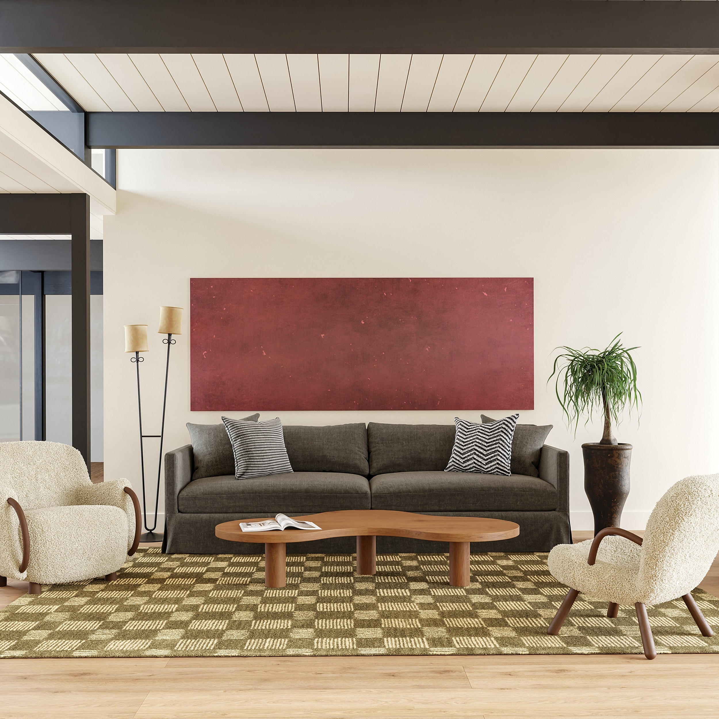 nuLOOM 200NEAL01B-10014 Quince Checkered Wool 10ft. x 14ft. Olive Area Rug